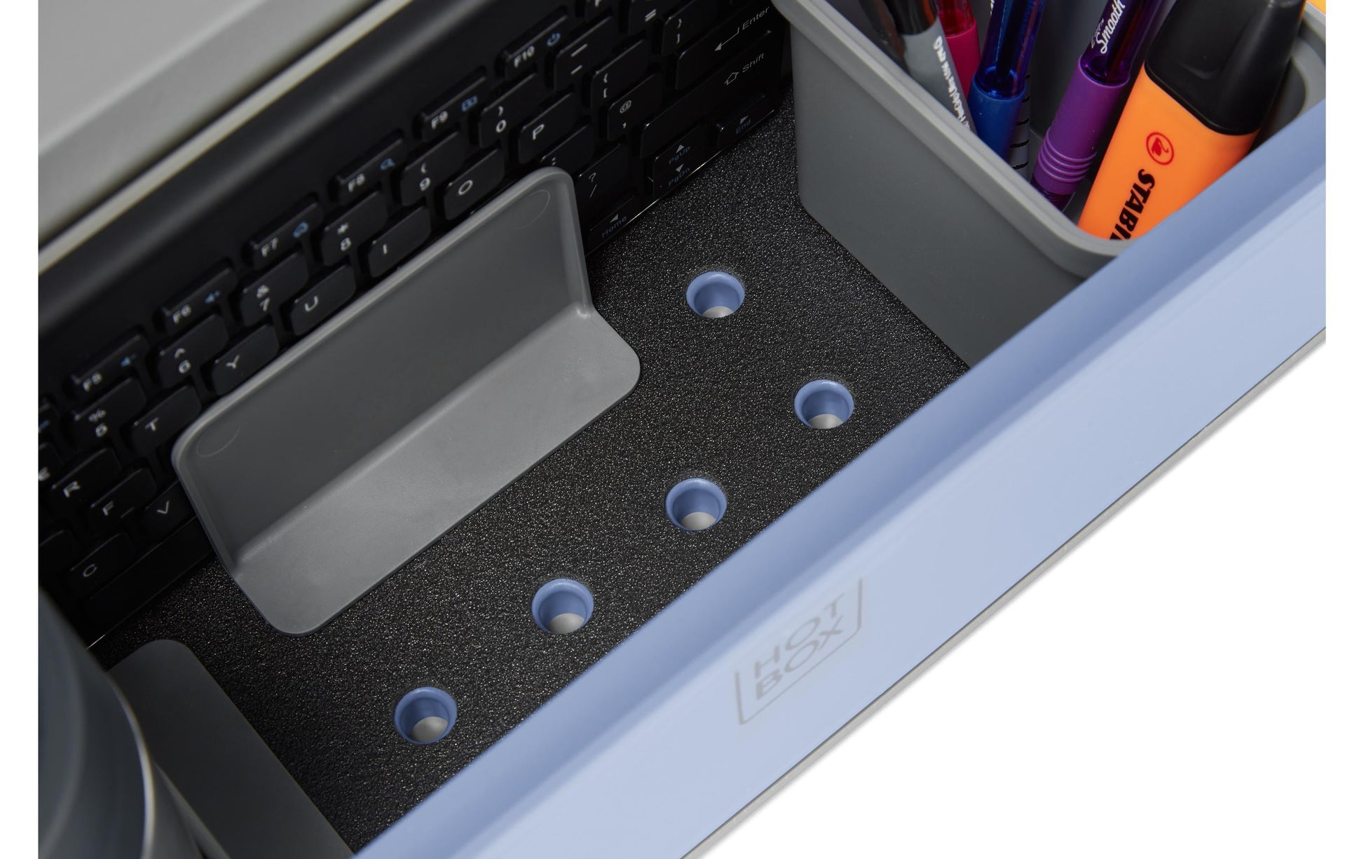 Hotbox Laptop-Ständer – bis 14,9", höhenverstellbar, mit 2 Schubladen – Blau