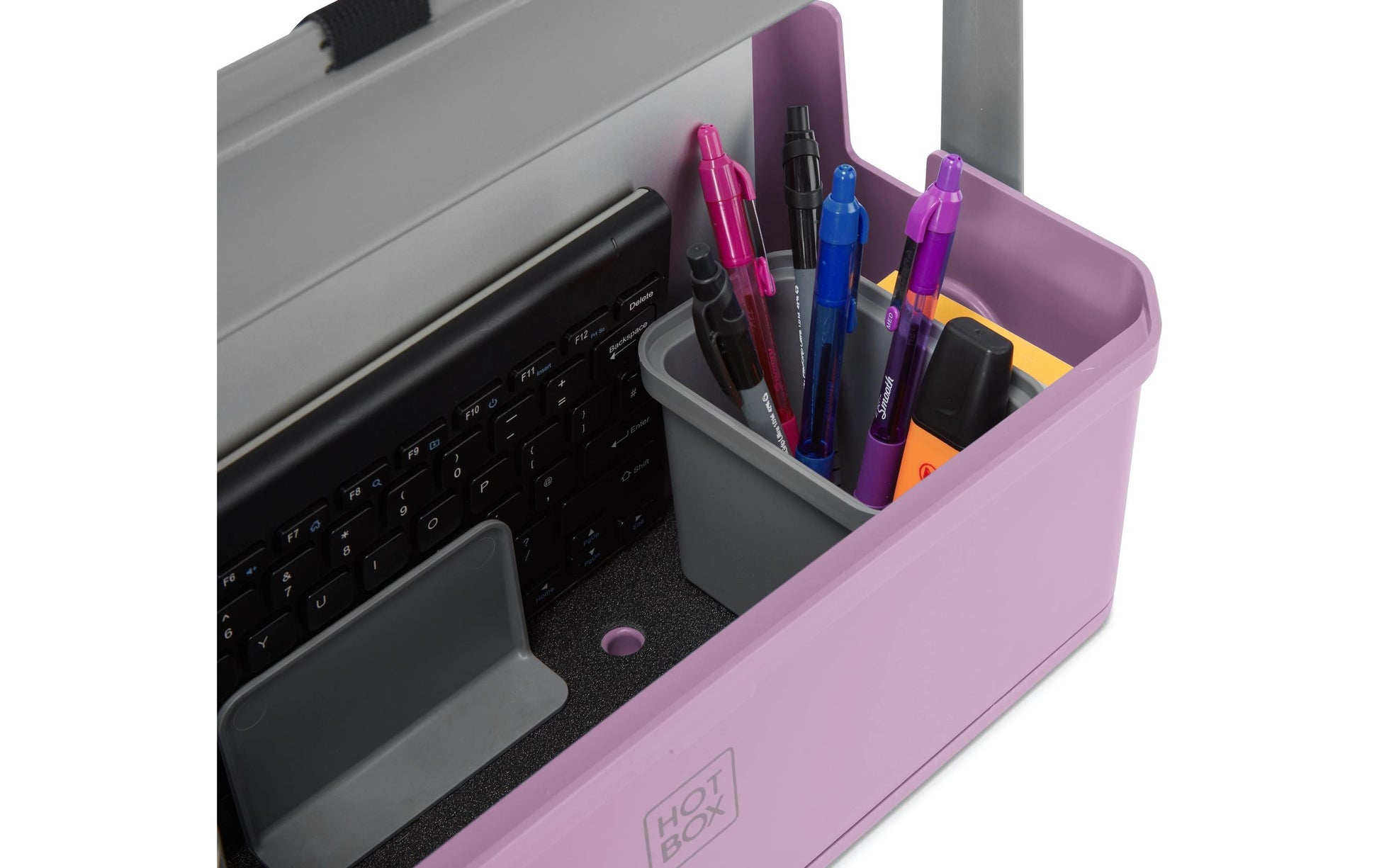 Hotbox Laptop-Ständer – bis 14,9", 2 Schubladen, höhenverstellbar – Violett