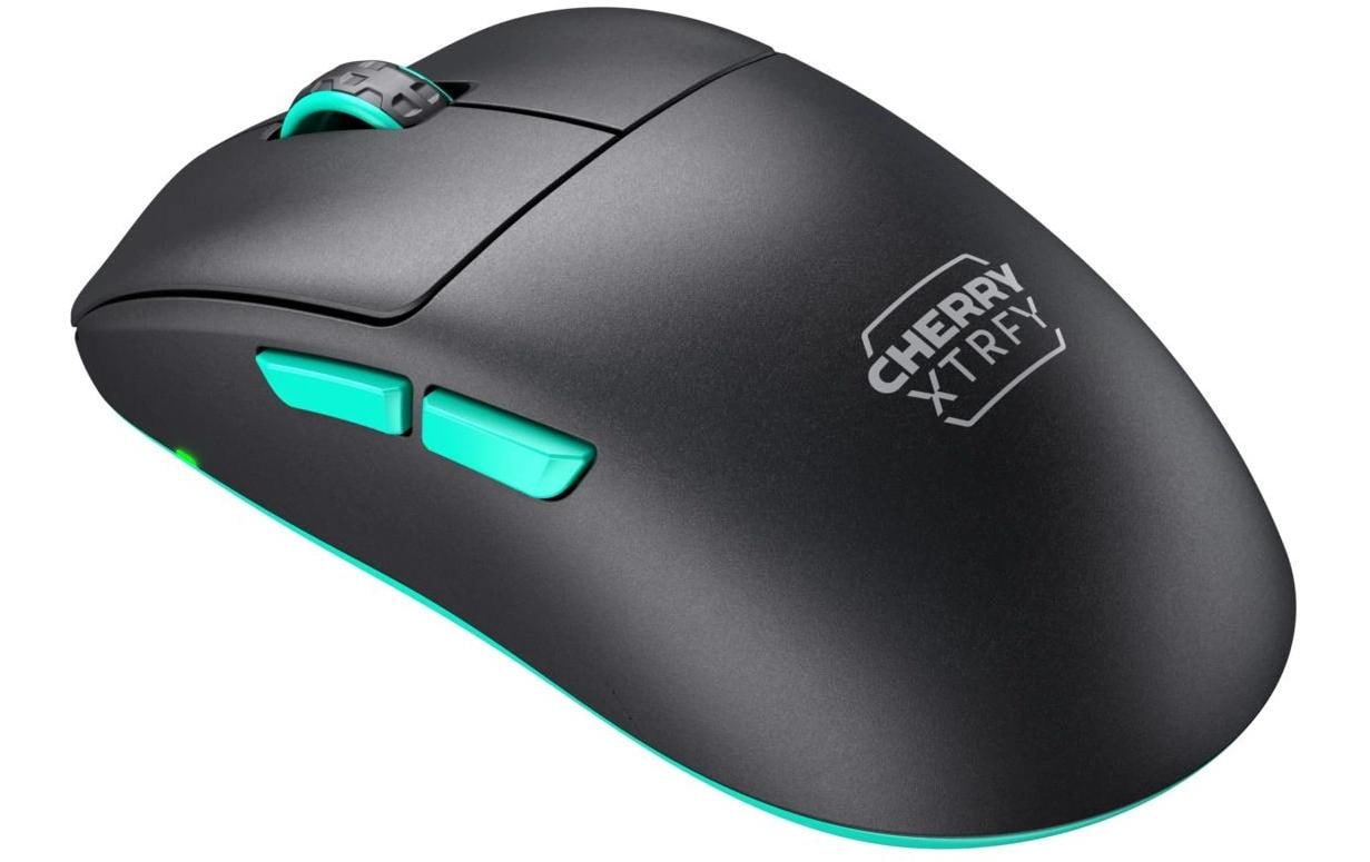 CHERRY XTRFY M68 – Gaming-Maus – Kabellos (2,4 GHz), 26000 DPI, Schwarz, Türkis