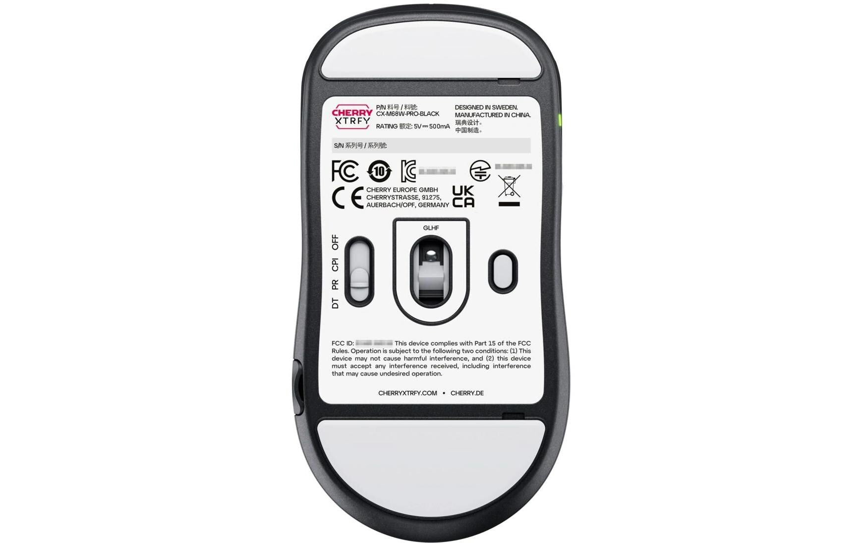 CHERRY XTRFY M68 Pro – Gaming-Maus – Kabellos (2,4 GHz), 26000 DPI, Rechtshänder, Schwarz/Silber