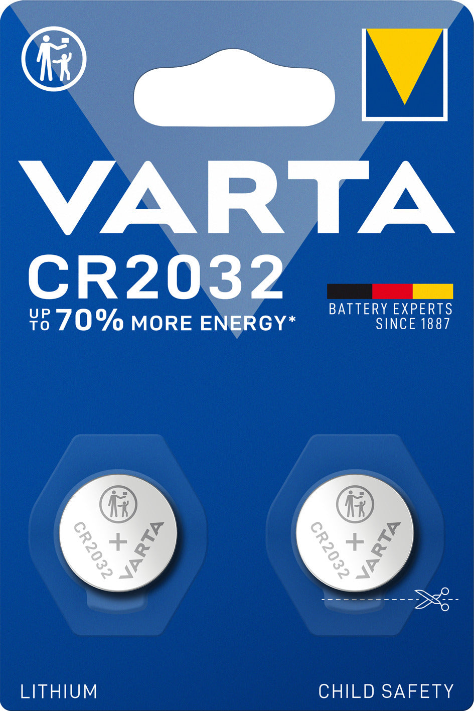 Varta Knopfzellen CR2032, Lithium, 3 V – 2 Stk.