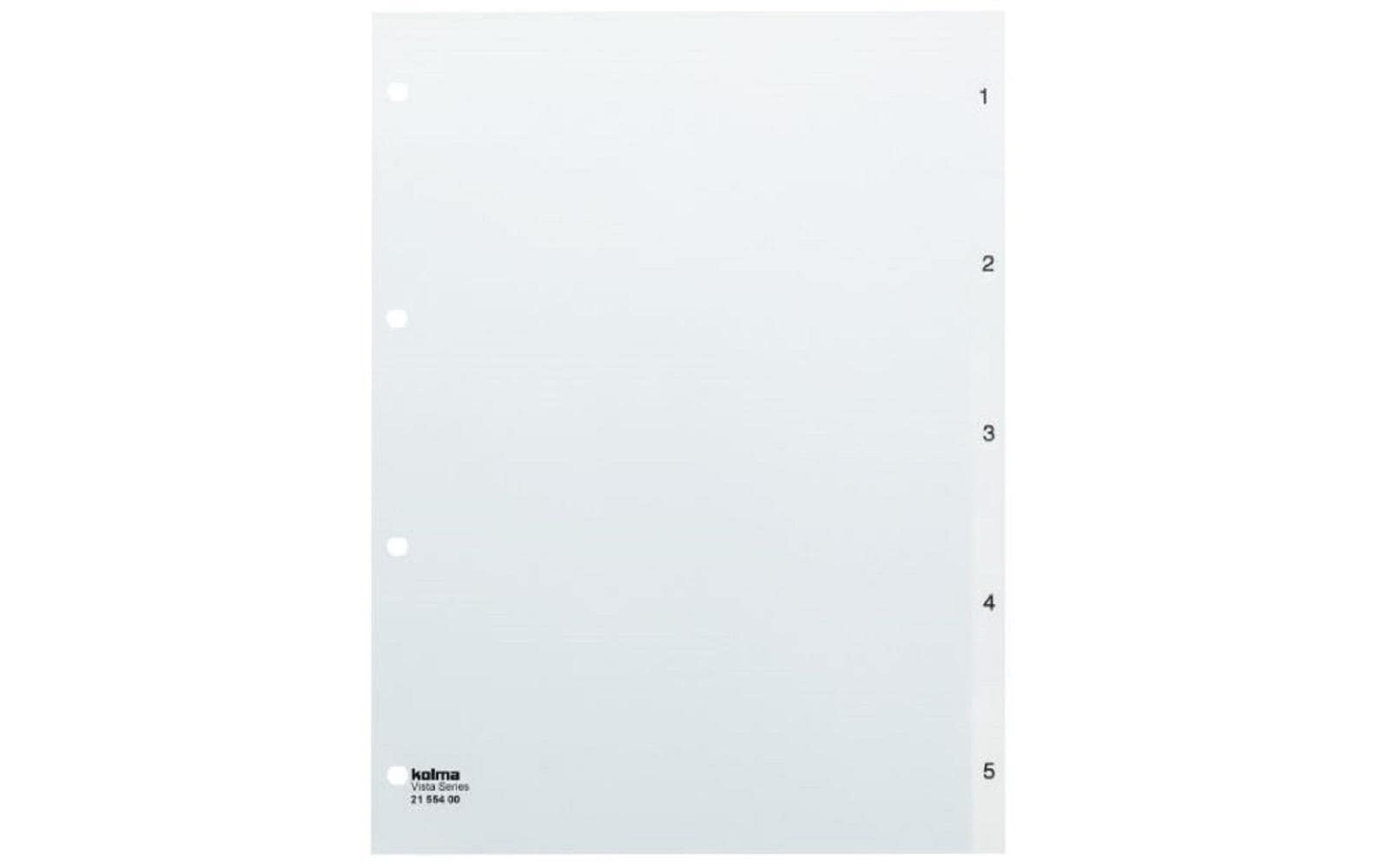 Kolma Vista Register – A4, 5-teilig, PP, transparent, vorgedruckt, 4-fach Lochung, für A4 hoch