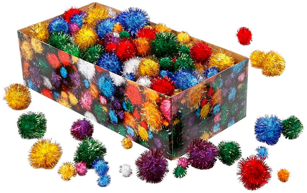 Creativ Company Dekostoff, Kunststoff, Mehrfarbig, 300 g, Pompons