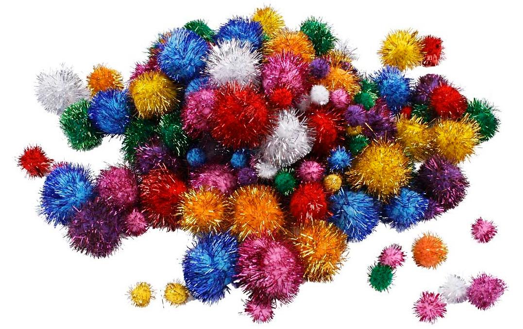 Creativ Company Dekostoff, Kunststoff, Mehrfarbig, 300 g, Pompons
