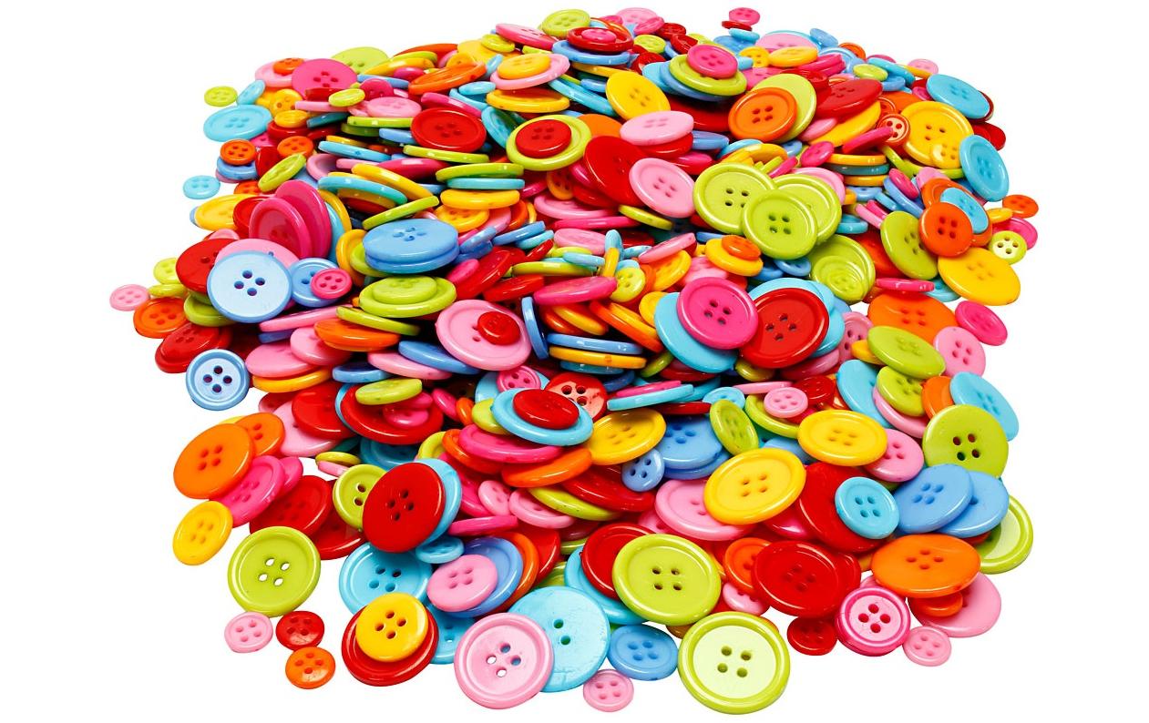 Creativ Company Knöpfe Ø 10 mm – Kunststoff, mehrfarbig, 500 g