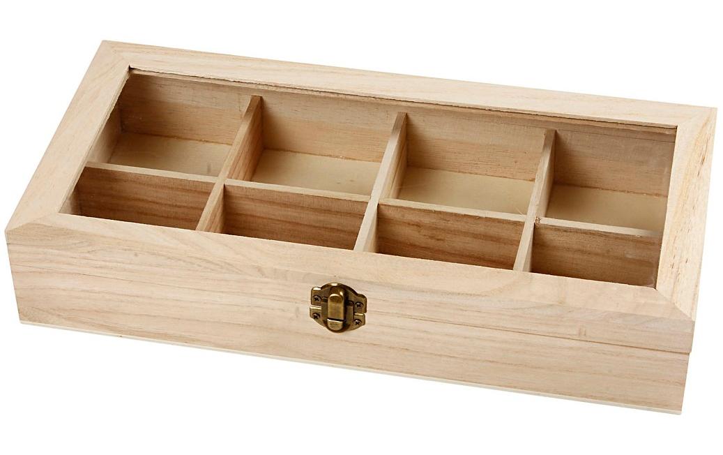 Creativ Company Aufbewahrungsbox (mit Deckel) – Holz/Glas – Braun – 160 × 60 × 320 mm