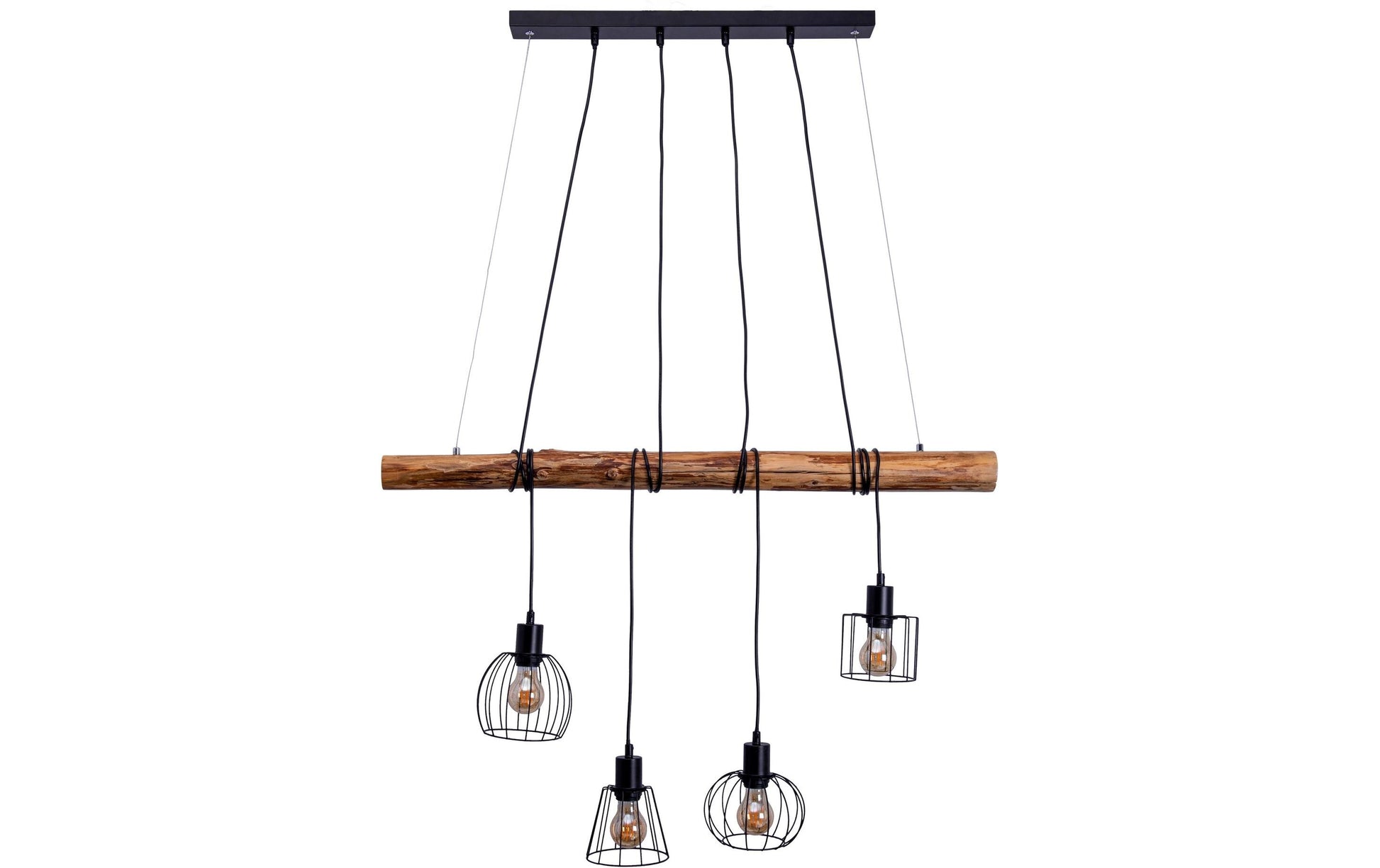 Näve Pendelleuchte Woodland – 100 × 13 × 150 cm, 160 W, 4-flammig, E27, inkl. Leuchtmittel, Holzoptik
