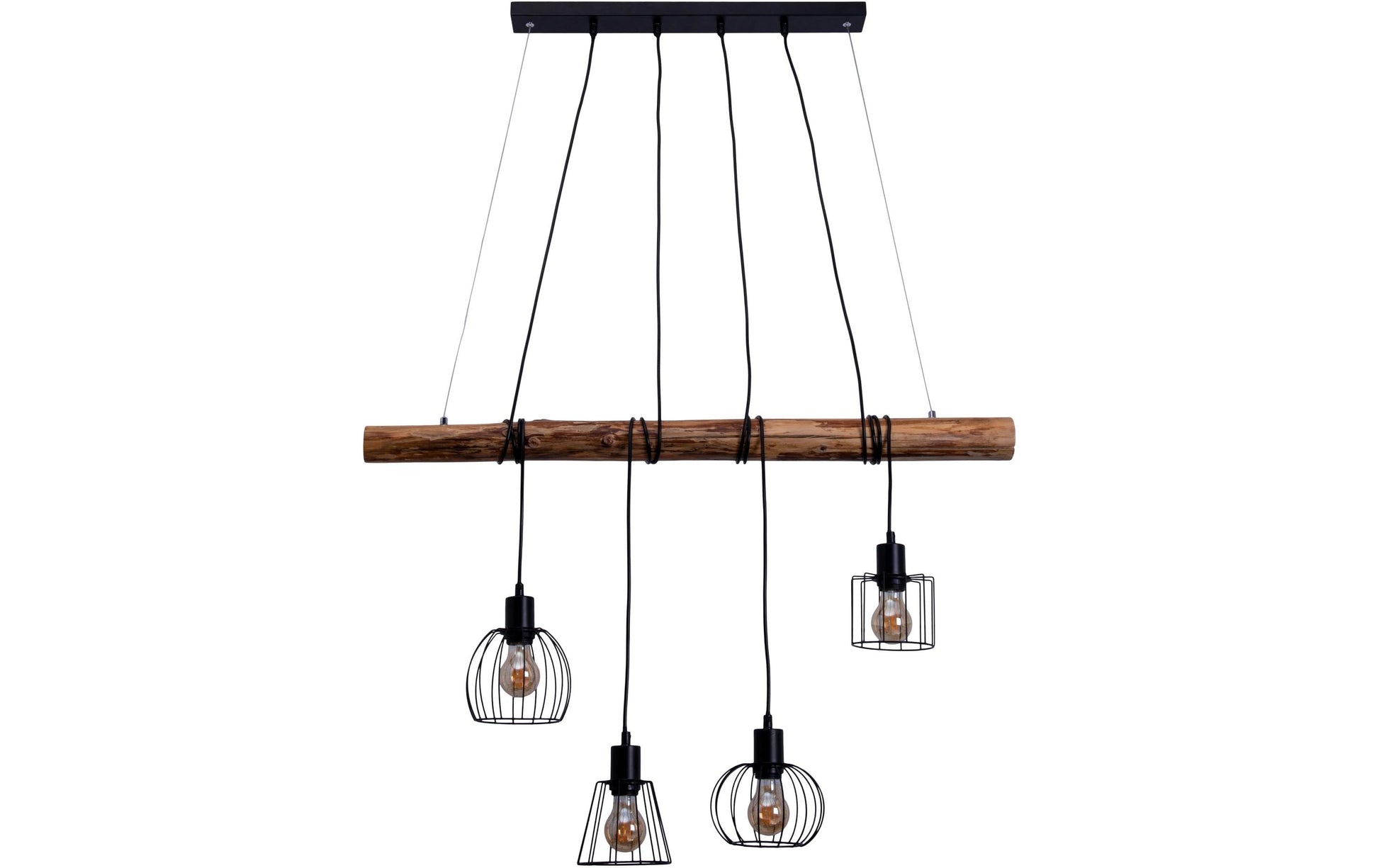 Näve Pendelleuchte Woodland – 100 × 13 × 150 cm, 160 W, 4-flammig, E27, inkl. Leuchtmittel, Holzoptik