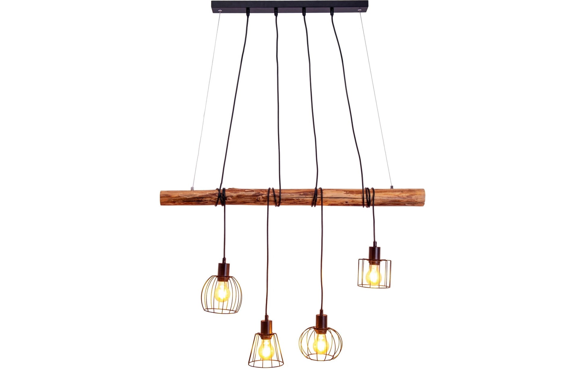 Näve Pendelleuchte Woodland – 100 × 13 × 150 cm, 160 W, 4-flammig, E27, inkl. Leuchtmittel, Holzoptik