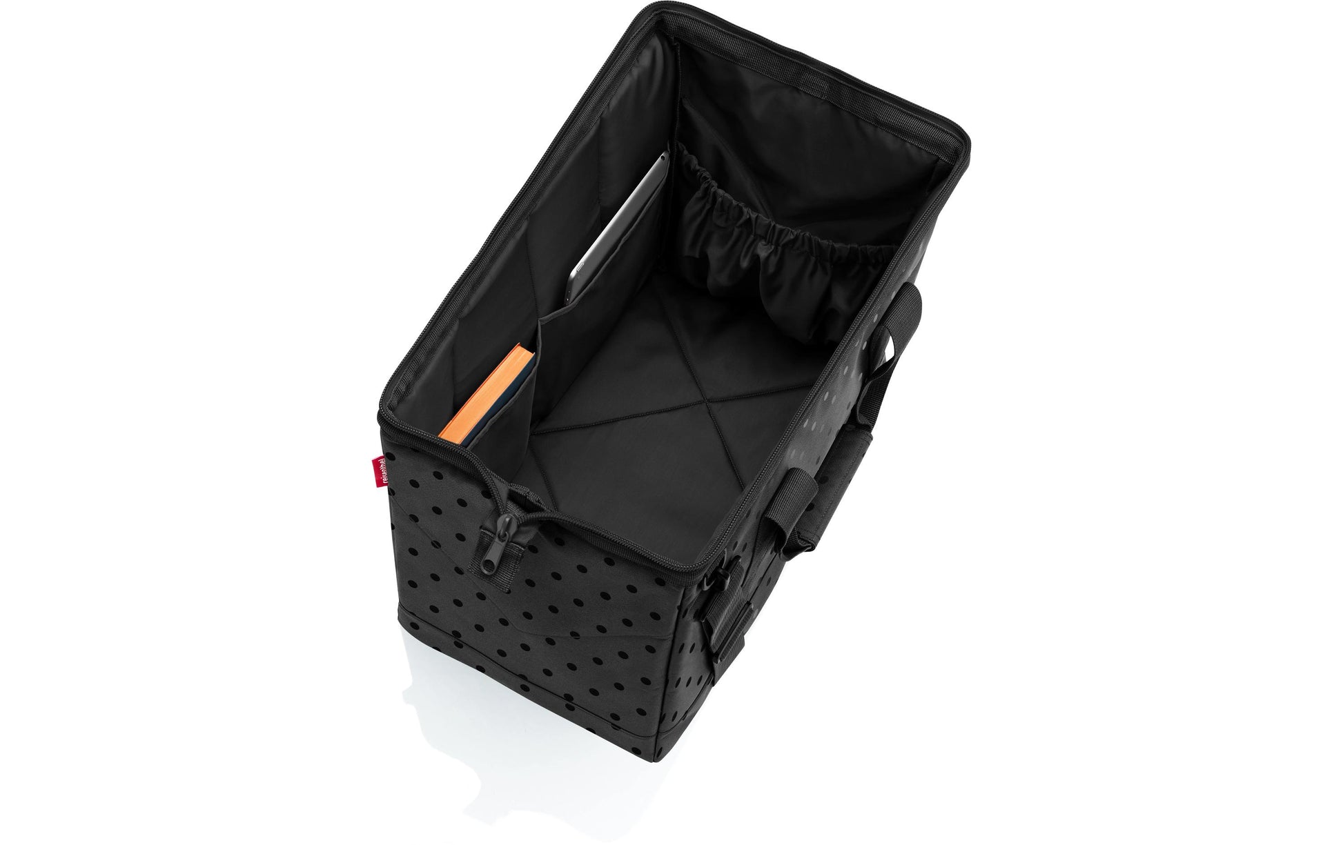 Reisenthel Umhängetasche allrounder L – 30 l, Polyester, Glossy Dots Schwarz, 48 × 39,5 × 29 cm