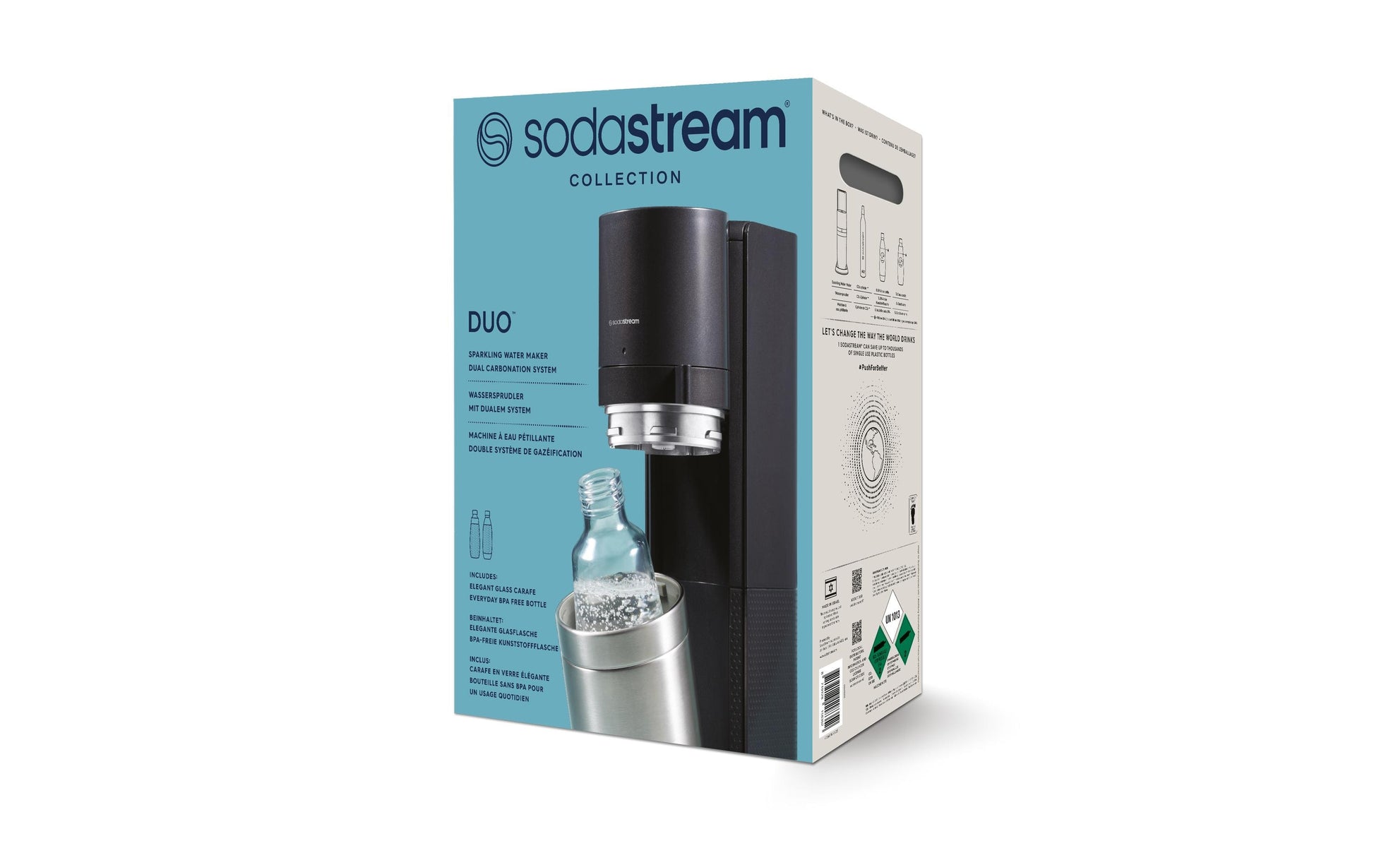 SodaStream DUO – Wassersprudler, 2 Flaschen (2× Glas), 60 l, Schwarz