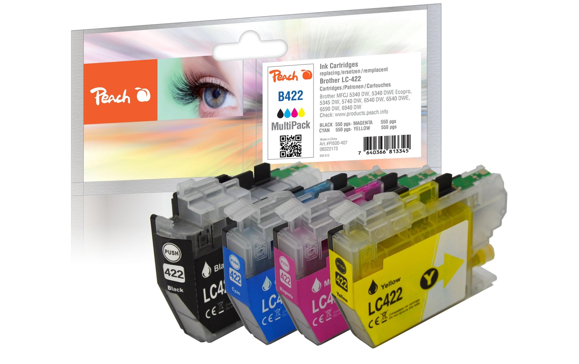 Peach Tintenpatronen-Multipack LC-422, kompatibel – für Brother LC-422