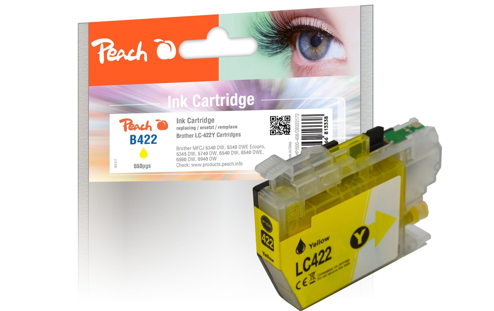 Peach LC-422 Gelb Tintenpatrone (Kompatibel) – 550 Seiten – für Brother LC-422Y