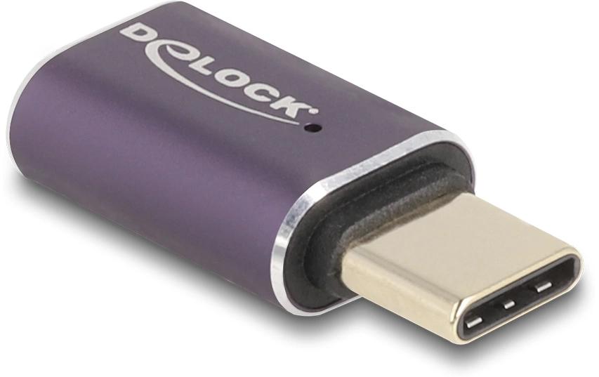 DeLOCK USB-Adapter USB-C auf USB-C – USB4 40 Gbit/s – PD 240 W – Metallgehäuse – Violett