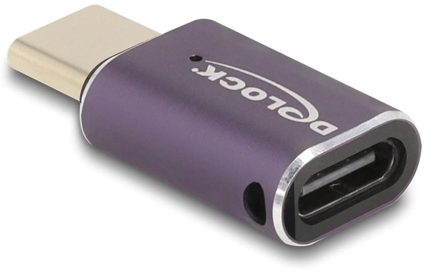 DeLOCK USB-Adapter USB-C auf USB-C – USB4 40 Gbit/s – PD 240 W – Metallgehäuse – Violett