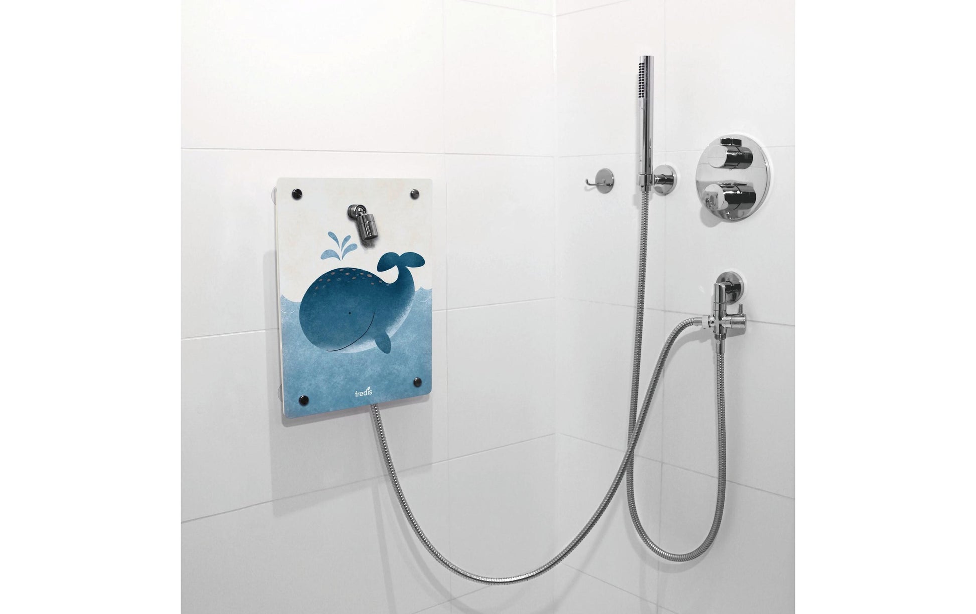 Fredis Kinderdusche Wal – 40×30 cm, Pazifikblau