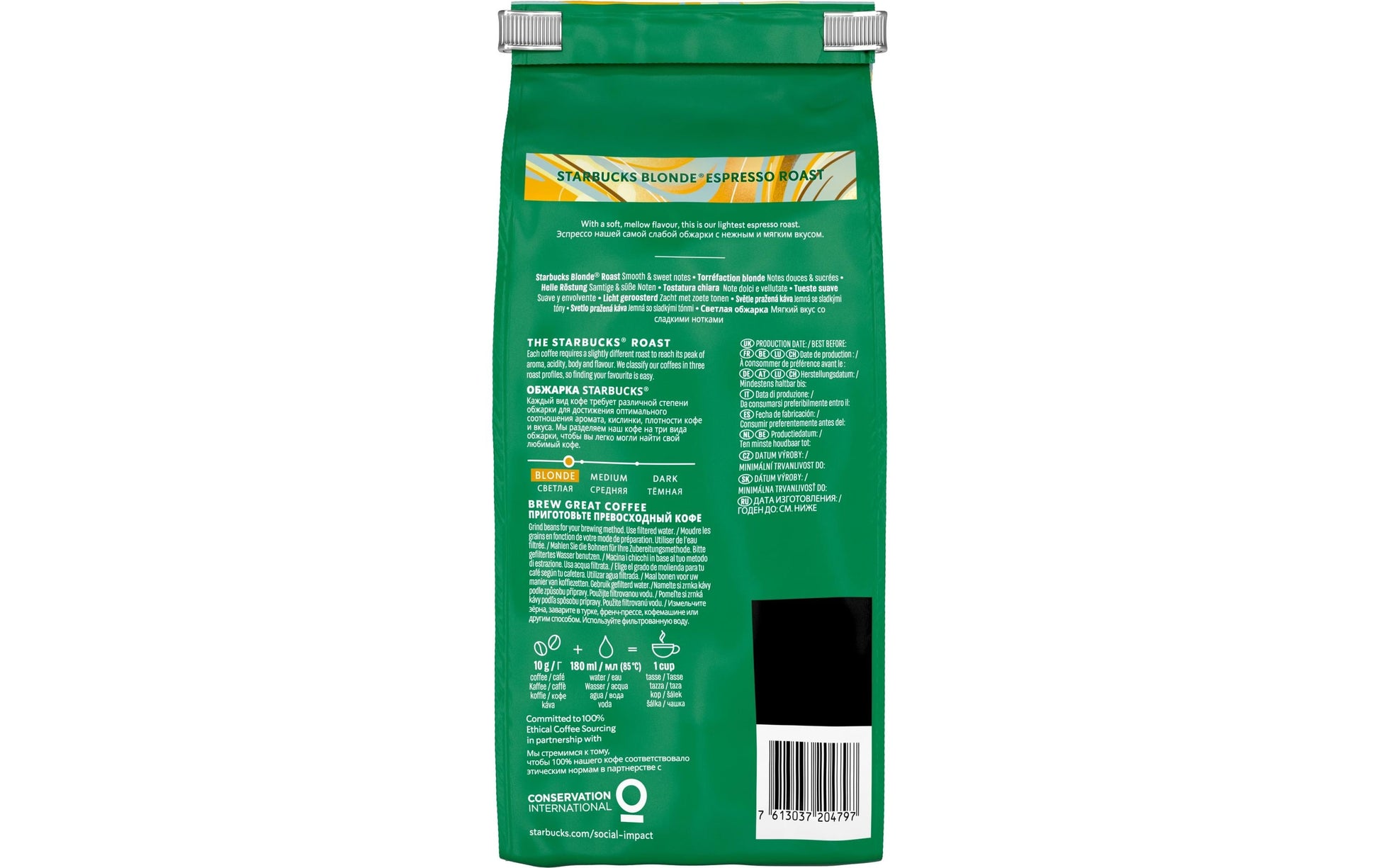 Starbucks Blond Espresso – Kaffeebohnen – 100% Arabica, hell, 450 g