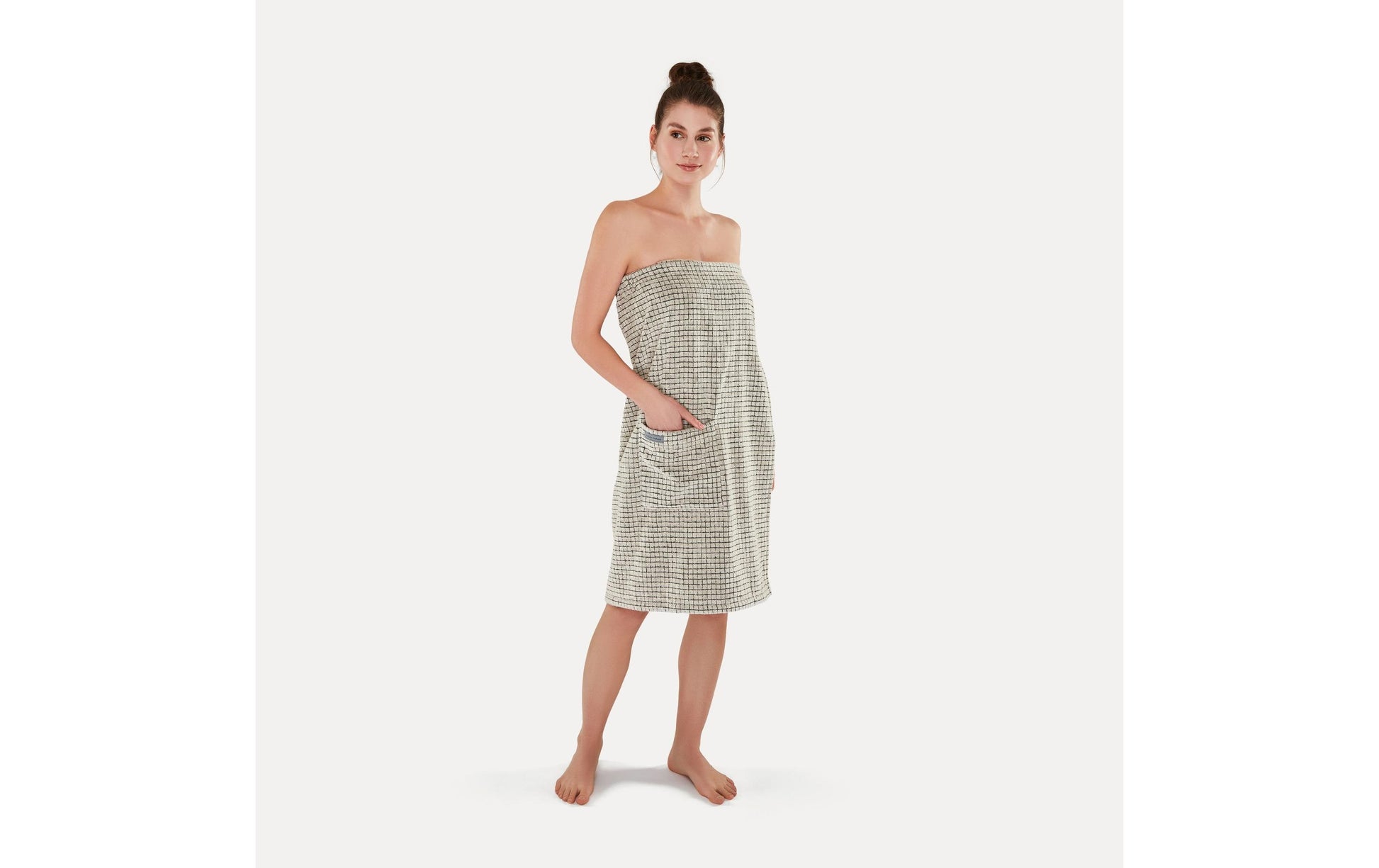 Möve Saunakilt Eden – Länge 85 cm, Grösse 40–48, Schwarz/Natur, Leinen