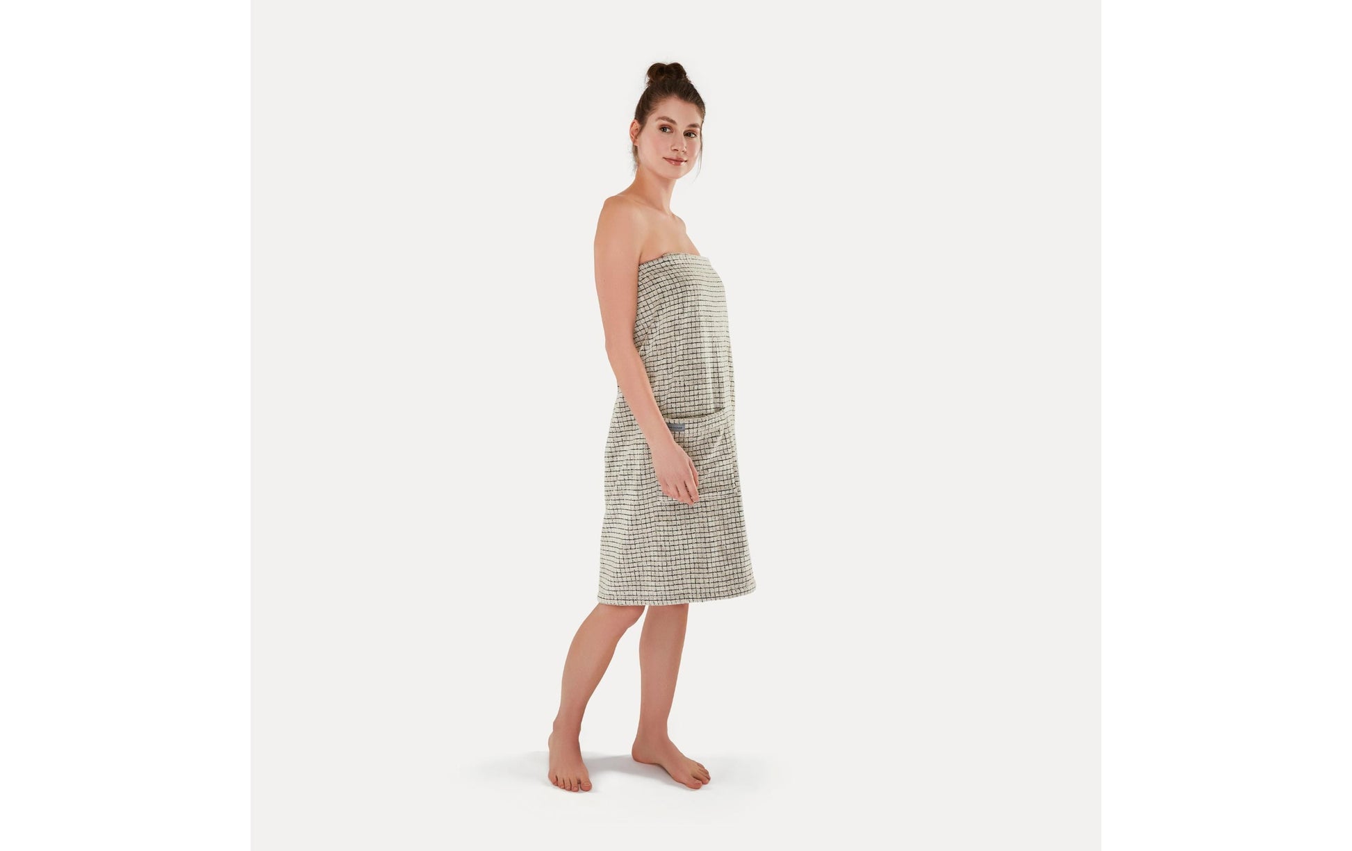 Möve Saunakilt Eden – Länge 85 cm, Grösse 40–48, Schwarz/Natur, Leinen