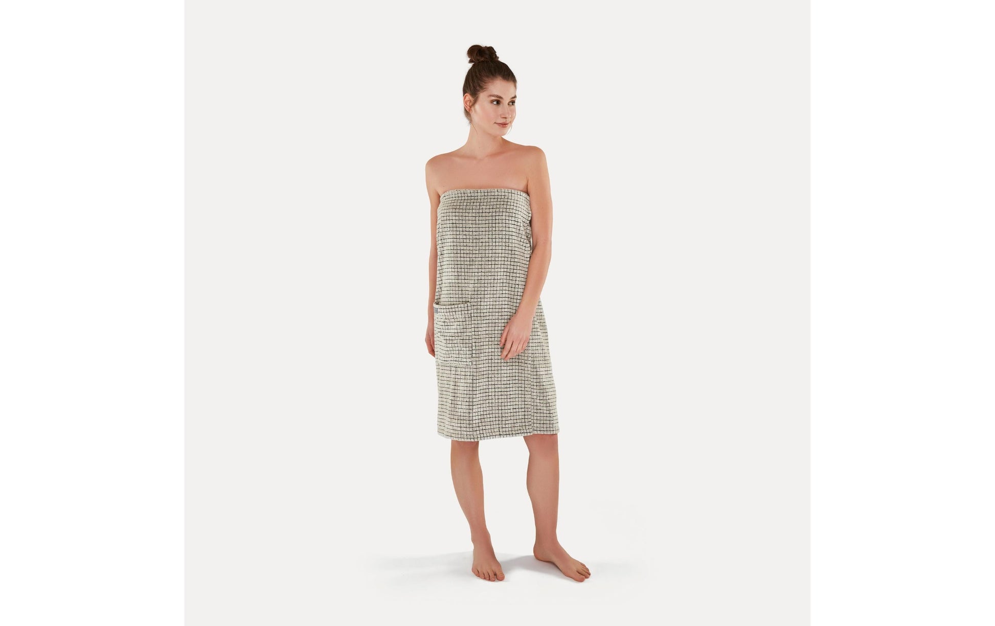 Möve Saunakilt Eden – Länge 85 cm, Grösse 40–48, Schwarz/Natur, Leinen
