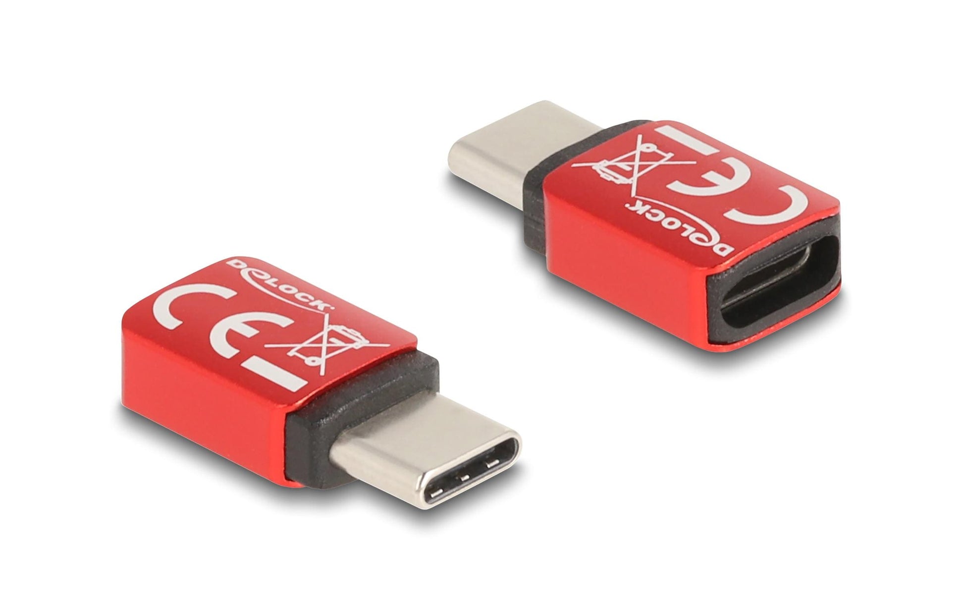 DeLOCK USB-Adapter USB-C auf USB-C – PD 240 W – Datenblocker – Rot – für Smartphones