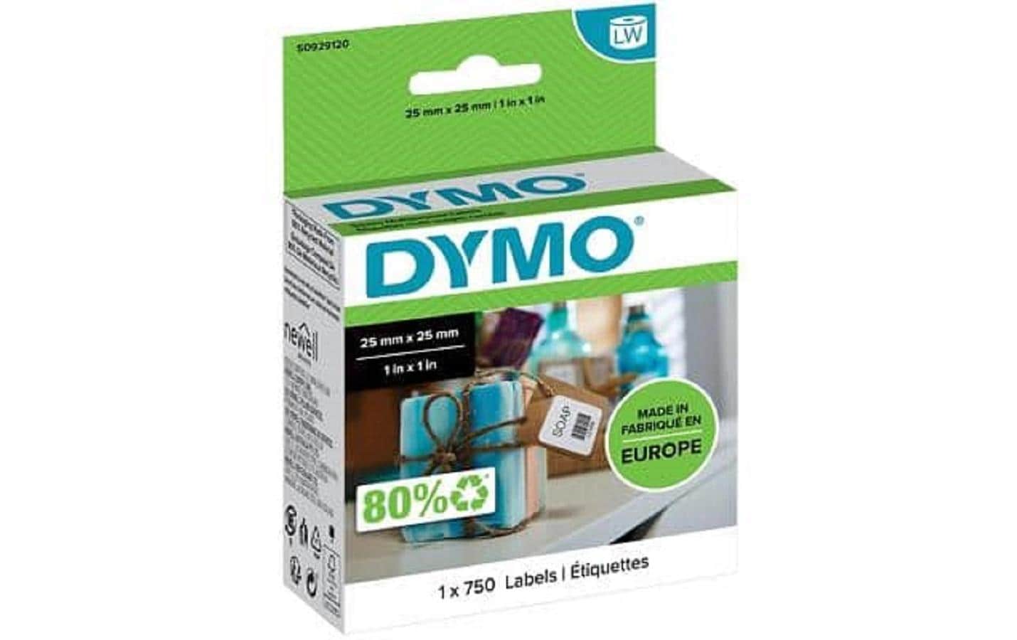 DYMO Etiketten, 25 mm × 25 mm, weiss, wiederablösbar, für LabelWriter 310, 320, Turbo 330 und andere, 750 Stück
