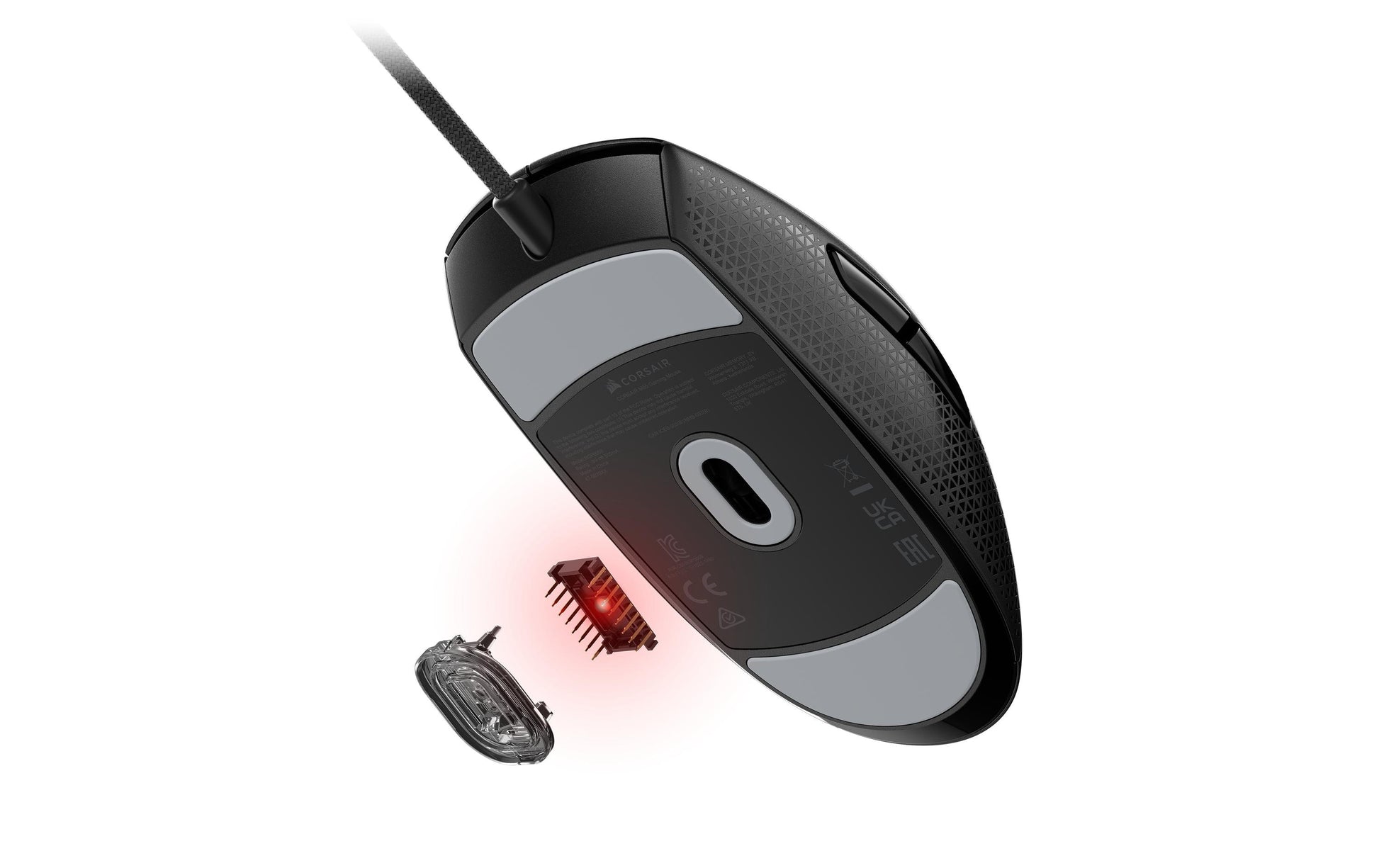 Corsair M55 Gaming-Maus – kabelgebunden, USB-A, 16'000 dpi, 6 Tasten, beidhändig, RGB-Beleuchtung, schwarz