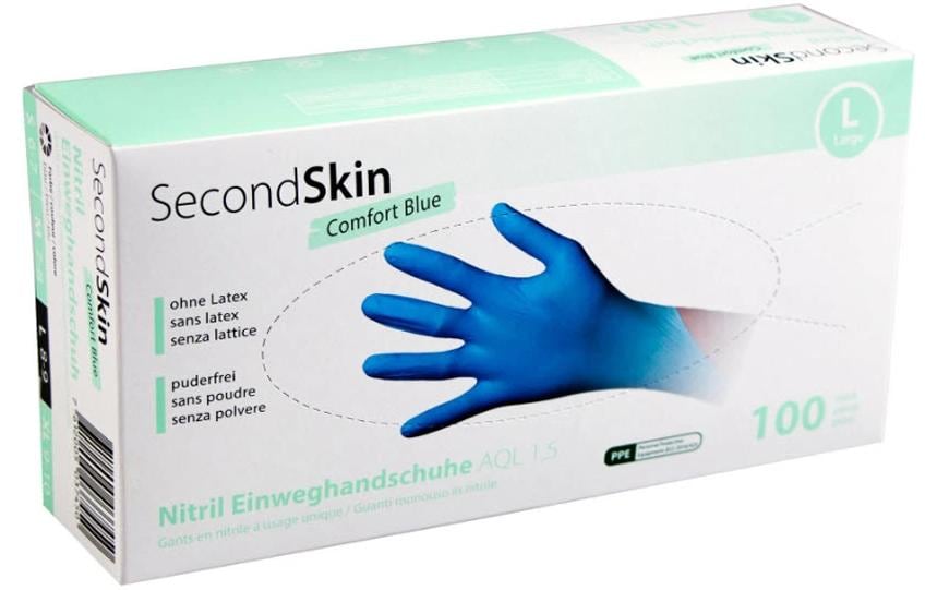 Secondskin Einweghandschuhe Nitril – L – Blau