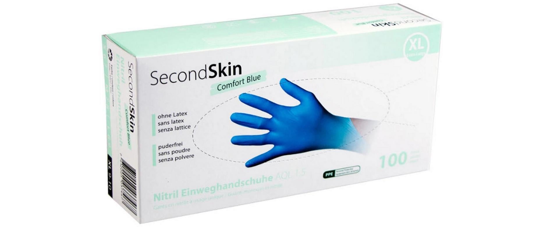 Secondskin Einweghandschuhe Nitril – XL – Blau