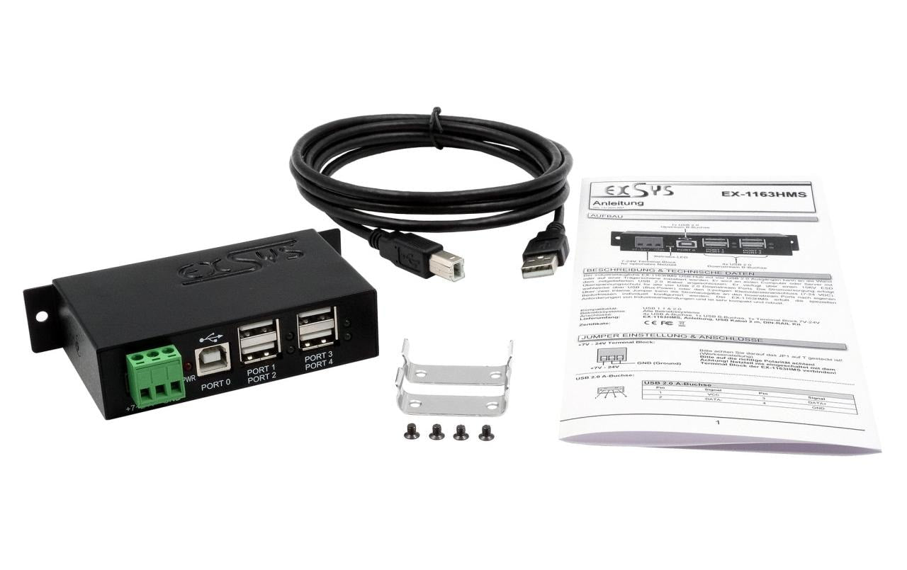 EXSYS EX-1163HMS USB-Hub – USB-B, USB 2.0, 4× USB-A