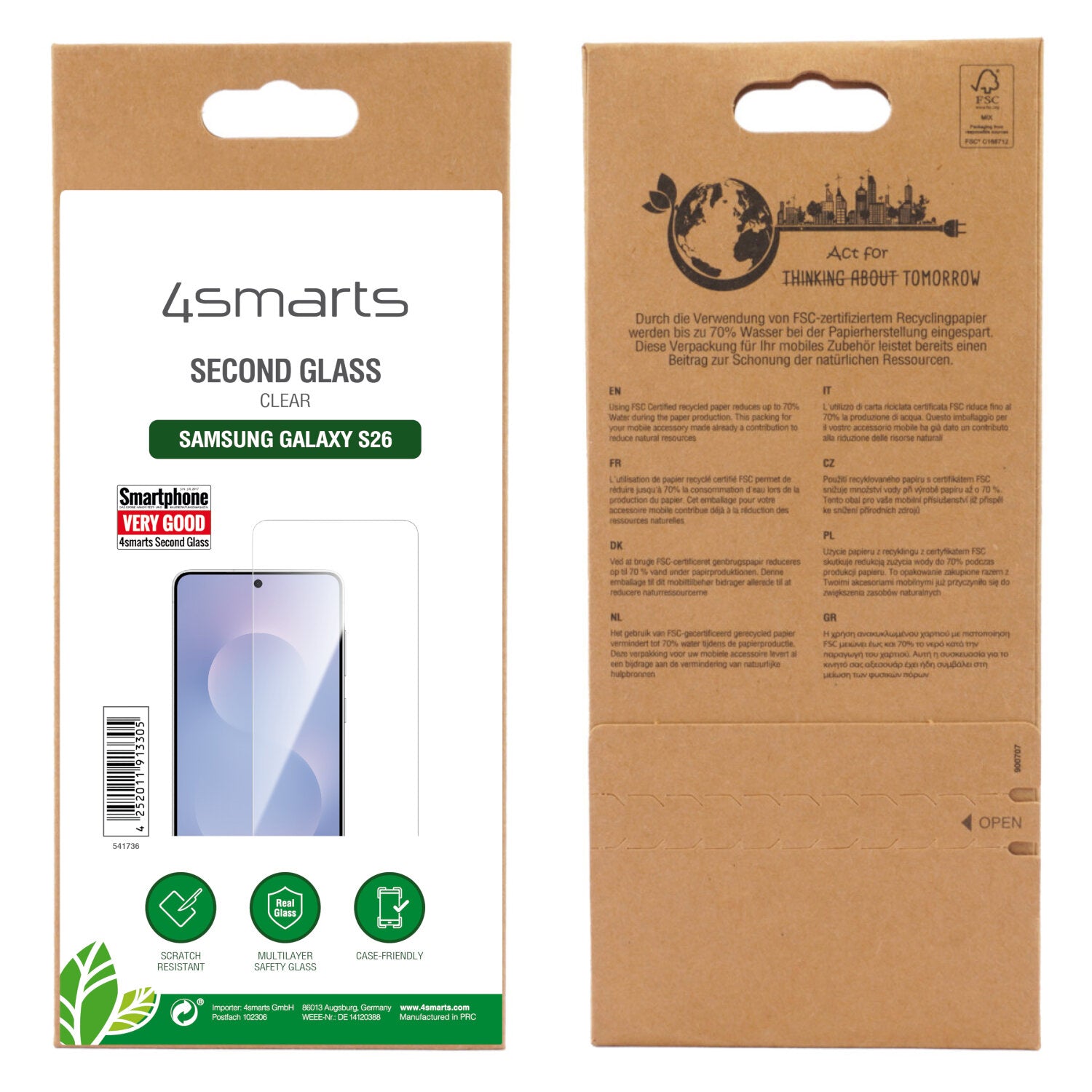 4smarts Displayschutz (Panzerglas), 9H – für Galaxy S26