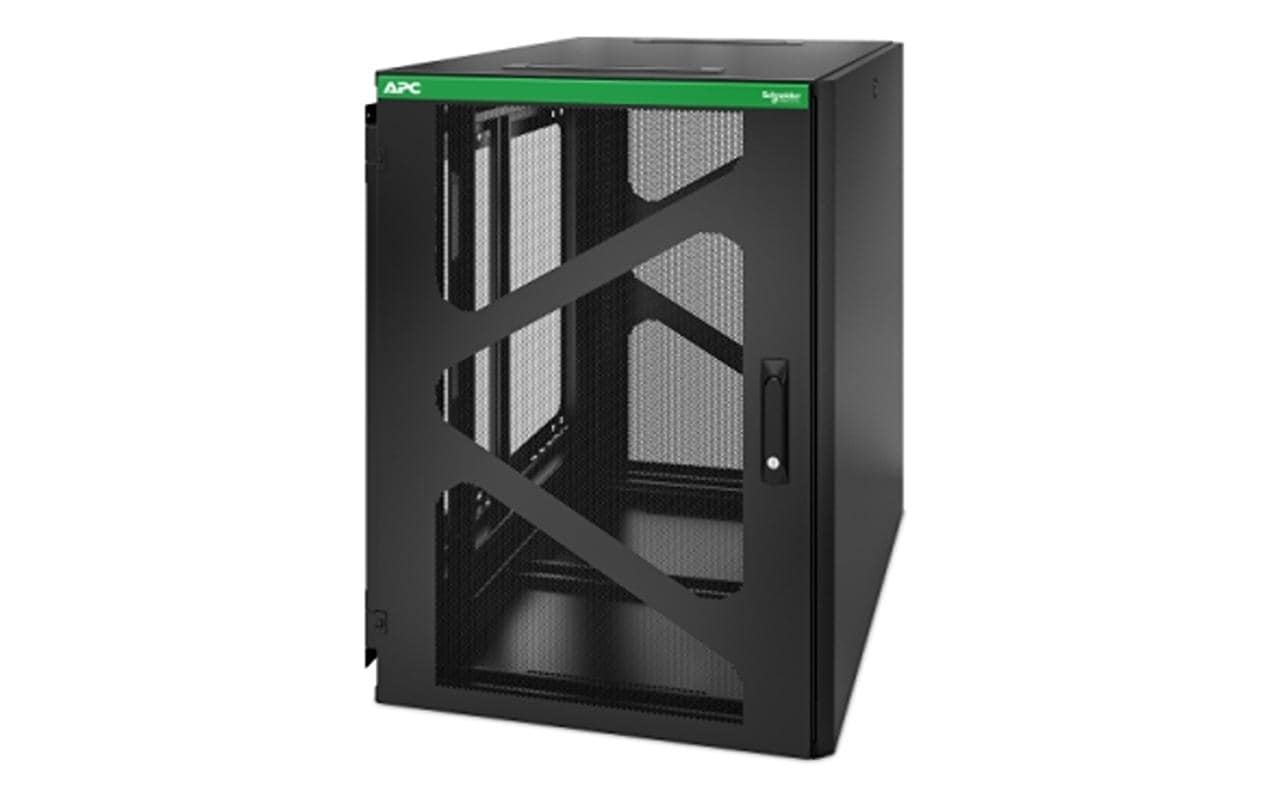 APC NetShelter WX AR118SM – 19" Wandverteiler 18U, abschliessbar, 600 × 1'037 × 889 mm, schwarz, Stahl