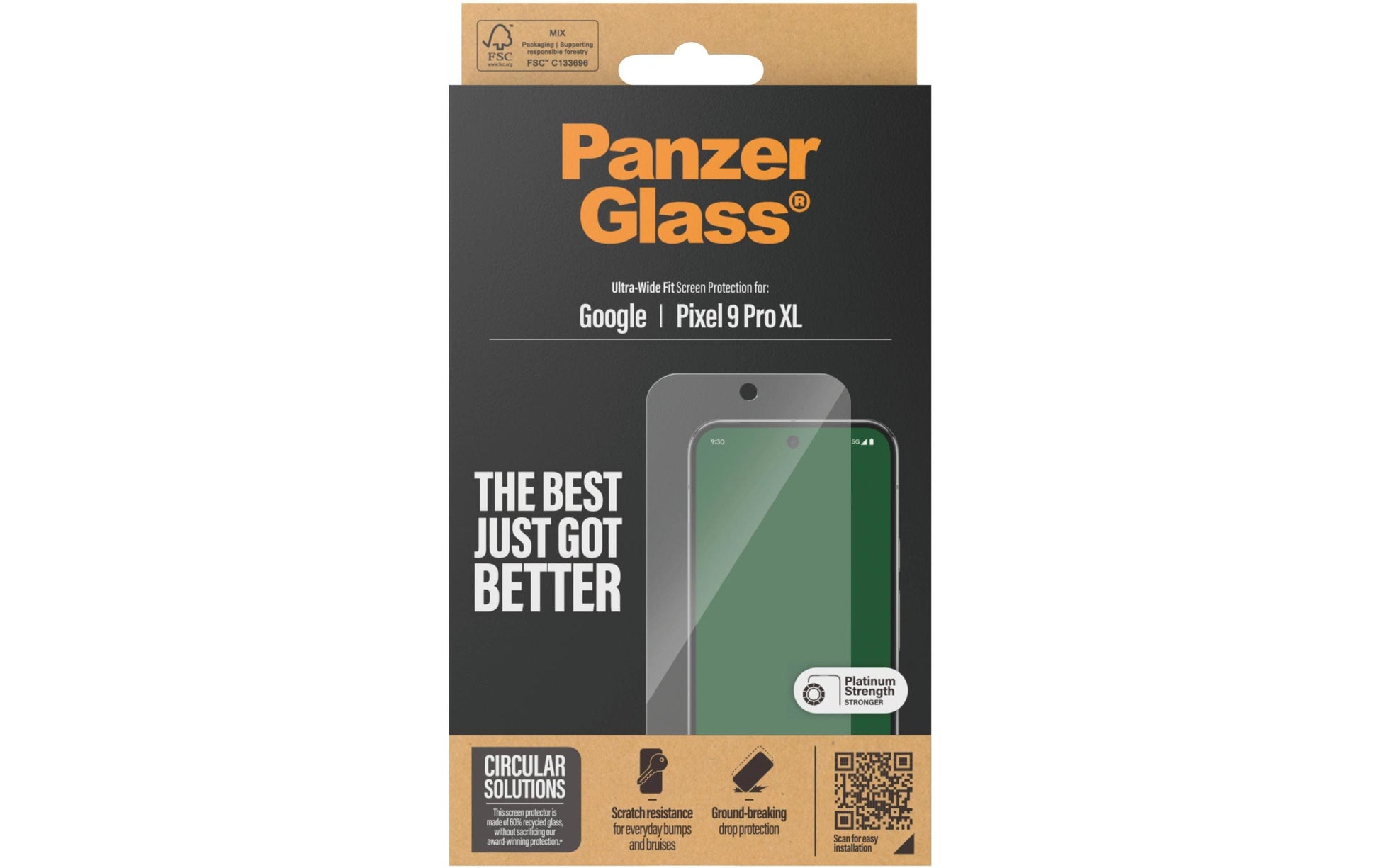 PanzerGlass Displayschutz (Panzerglas), Ultra-Wide Fit – für Pixel 9 Pro XL