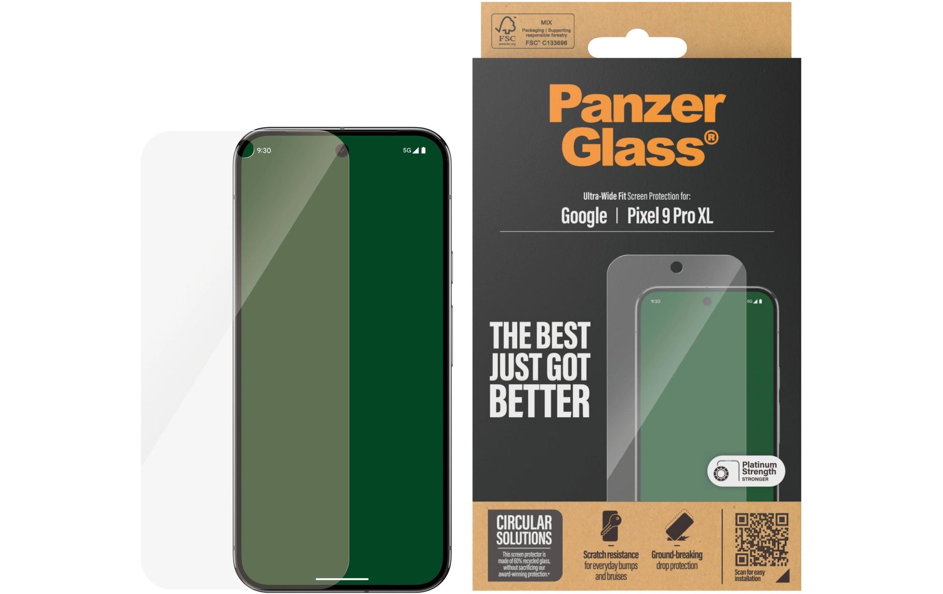 PanzerGlass Displayschutz (Panzerglas), Ultra-Wide Fit – für Pixel 9 Pro XL