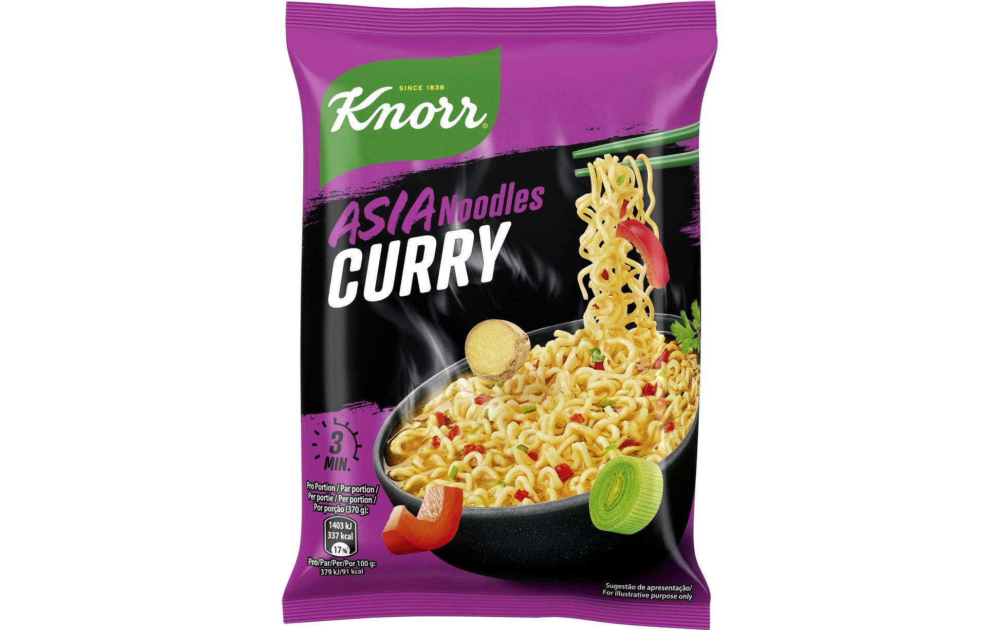 Knorr Instantnudeln Curry Beutel – 70 g