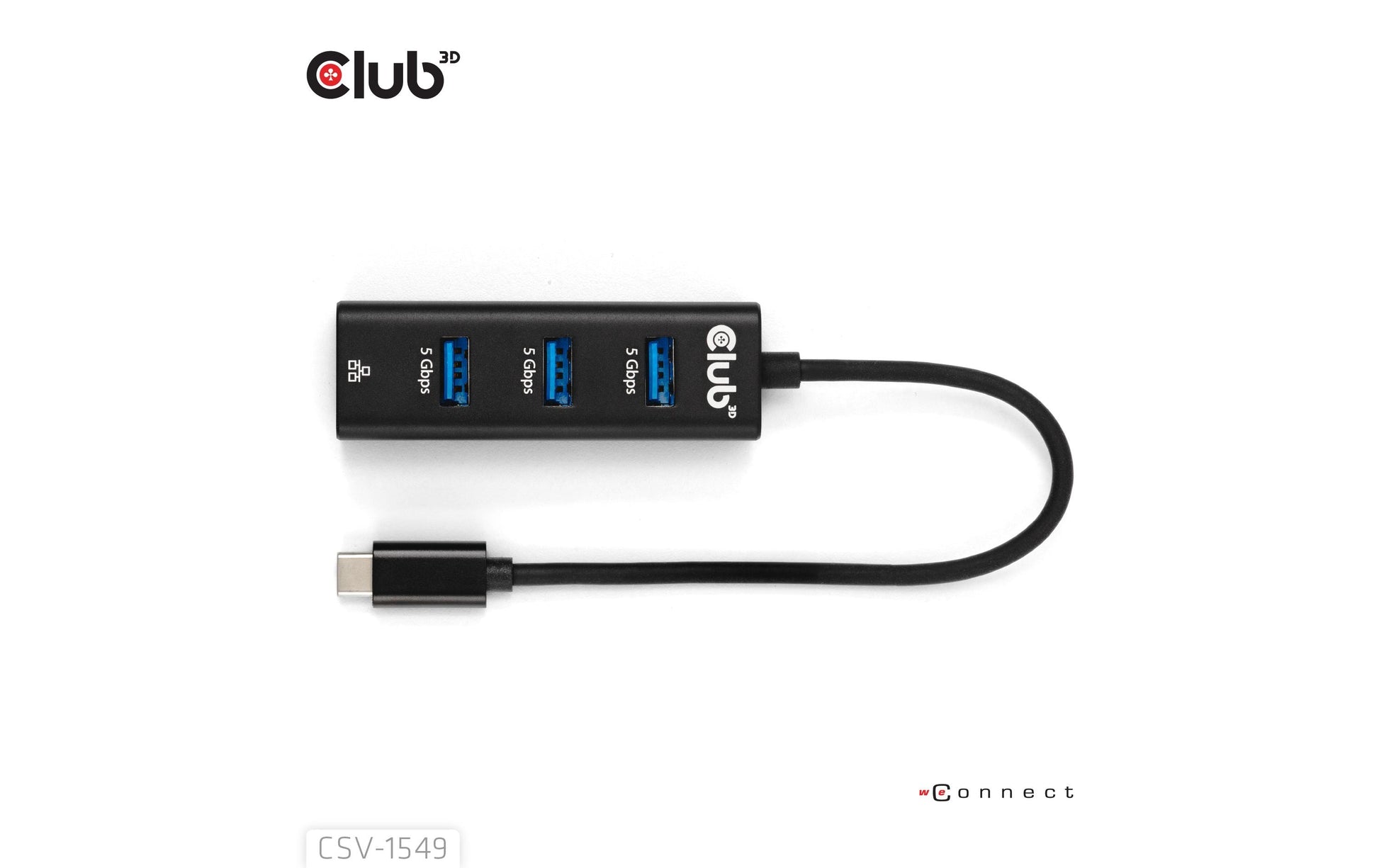 CLUB3D Club 3D CSV-1549 USB-Hub – USB-C, 3× USB-A, 12 W PD, GbE
