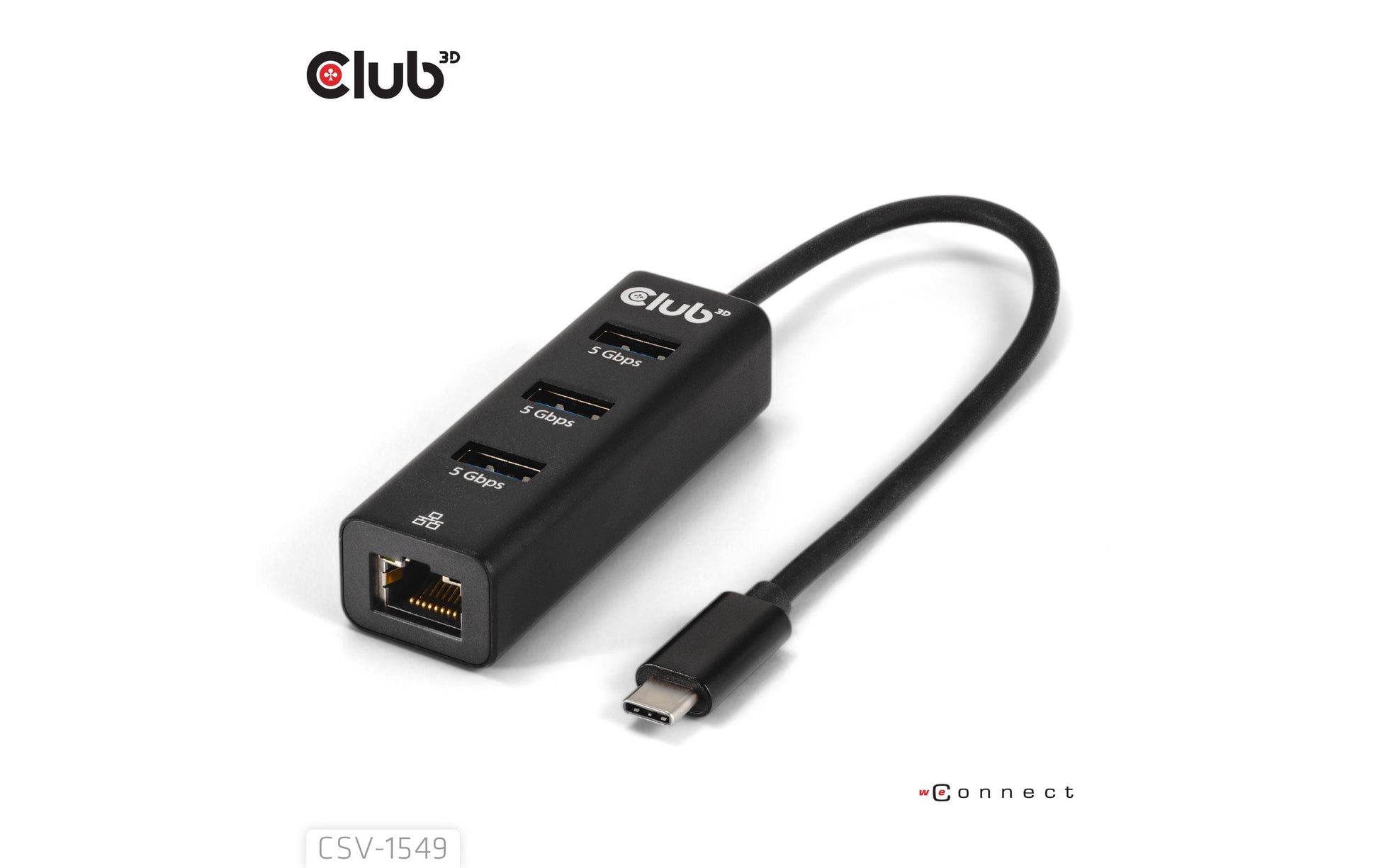 CLUB3D Club 3D CSV-1549 USB-Hub – USB-C, 3× USB-A, 12 W PD, GbE