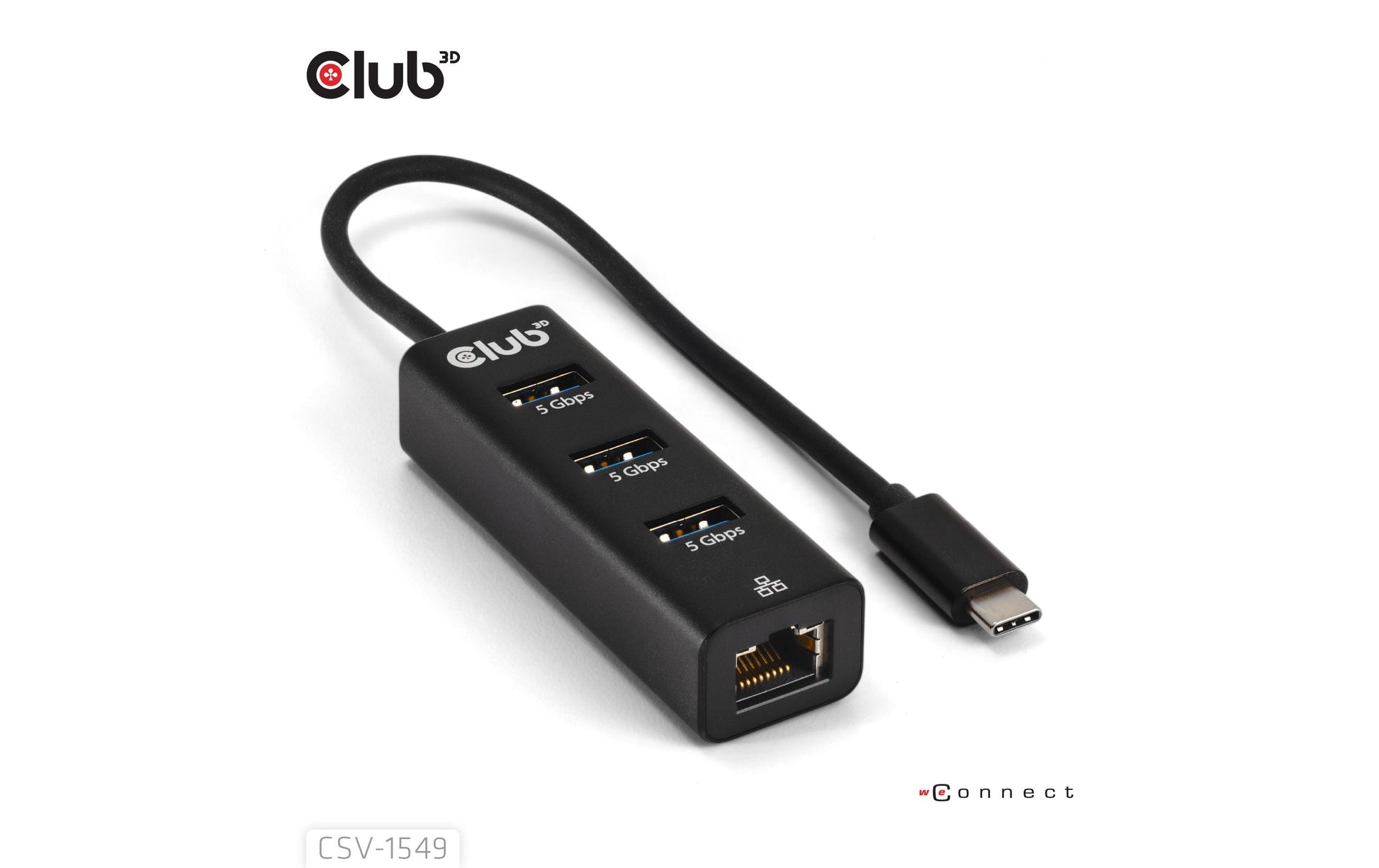 CLUB3D Club 3D CSV-1549 USB-Hub – USB-C, 3× USB-A, 12 W PD, GbE