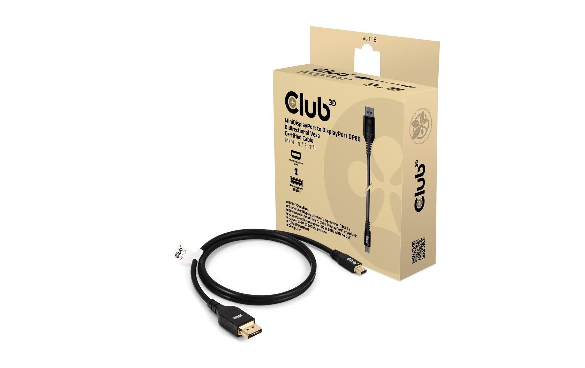 CLUB3D Club 3D Mini DisplayPort auf DisplayPort Kabel DP 2.1 8K 60 Hz – 1 m