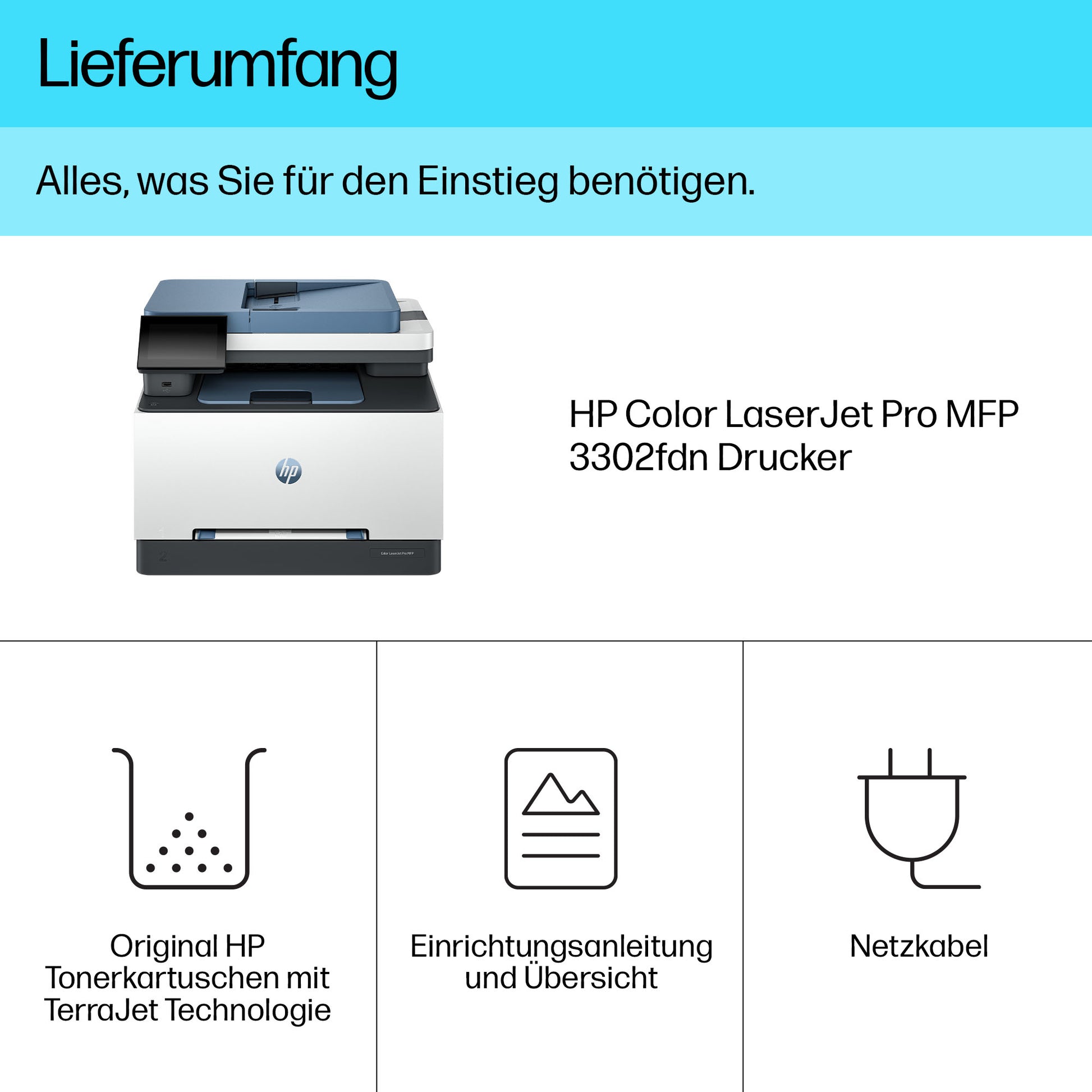 HP Color LaserJet Pro 3302fdn – Farbiger Laser-MFP A4, 4-in-1 – LAN – Duplex