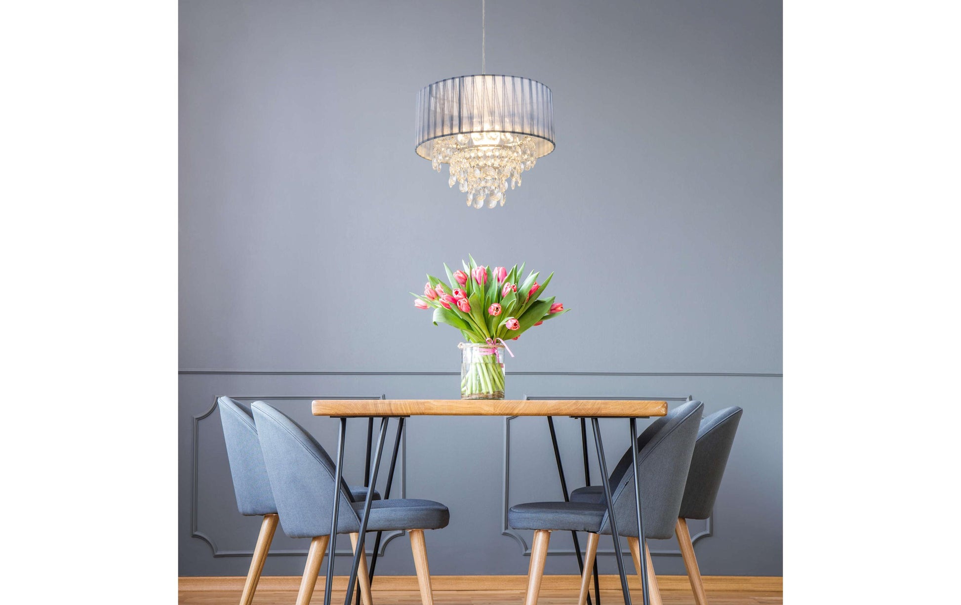 Näve Deckenleuchte – Ø 30 × 23 cm, 40 W, grau/transparent