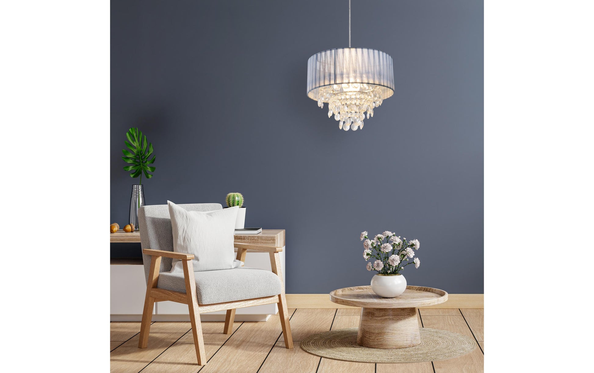 Näve Deckenleuchte – Ø 30 × 23 cm, 40 W, grau/transparent