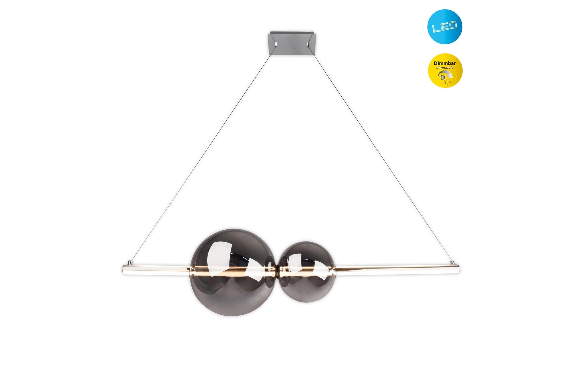 Näve Pendelleuchte – 105,3 cm, 4000 lm, 32 W, 3000 K, dimmbar, chrom/grau