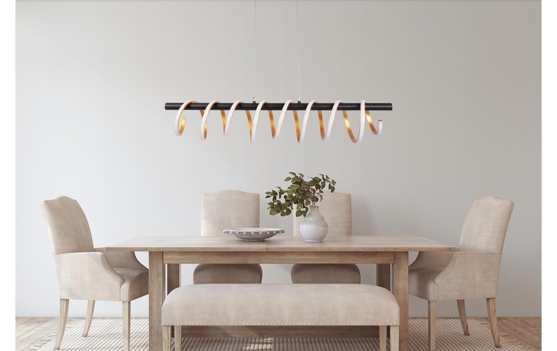 Näve Deckenleuchte – 100 × 20 × 150 cm, 5100 lm, 32 W, 2900 K, dimmbar, schwarz/gold, LED-Modul, Stufendimmung
