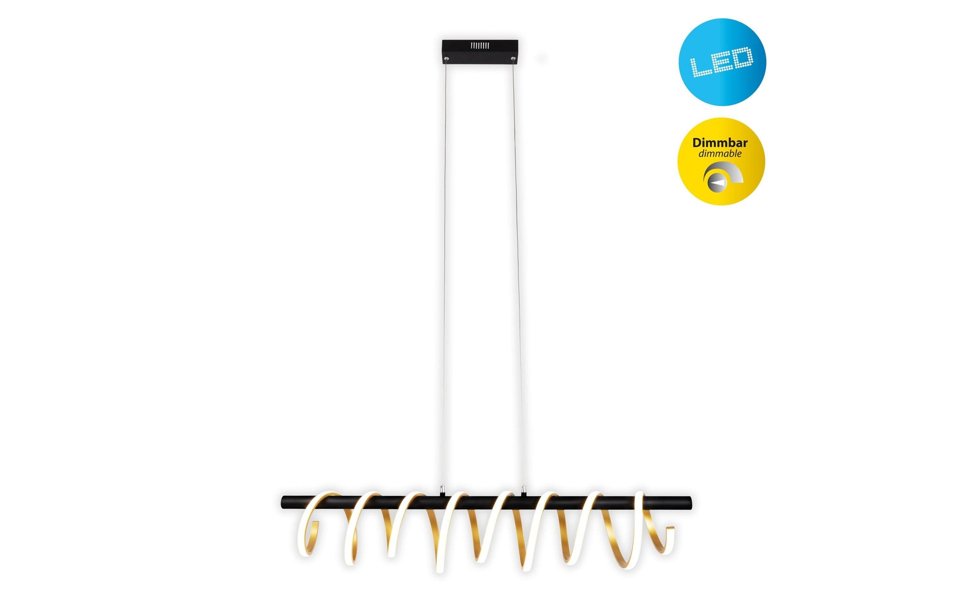 Näve Deckenleuchte – 100 × 20 × 150 cm, 5100 lm, 32 W, 2900 K, dimmbar, schwarz/gold, LED-Modul, Stufendimmung