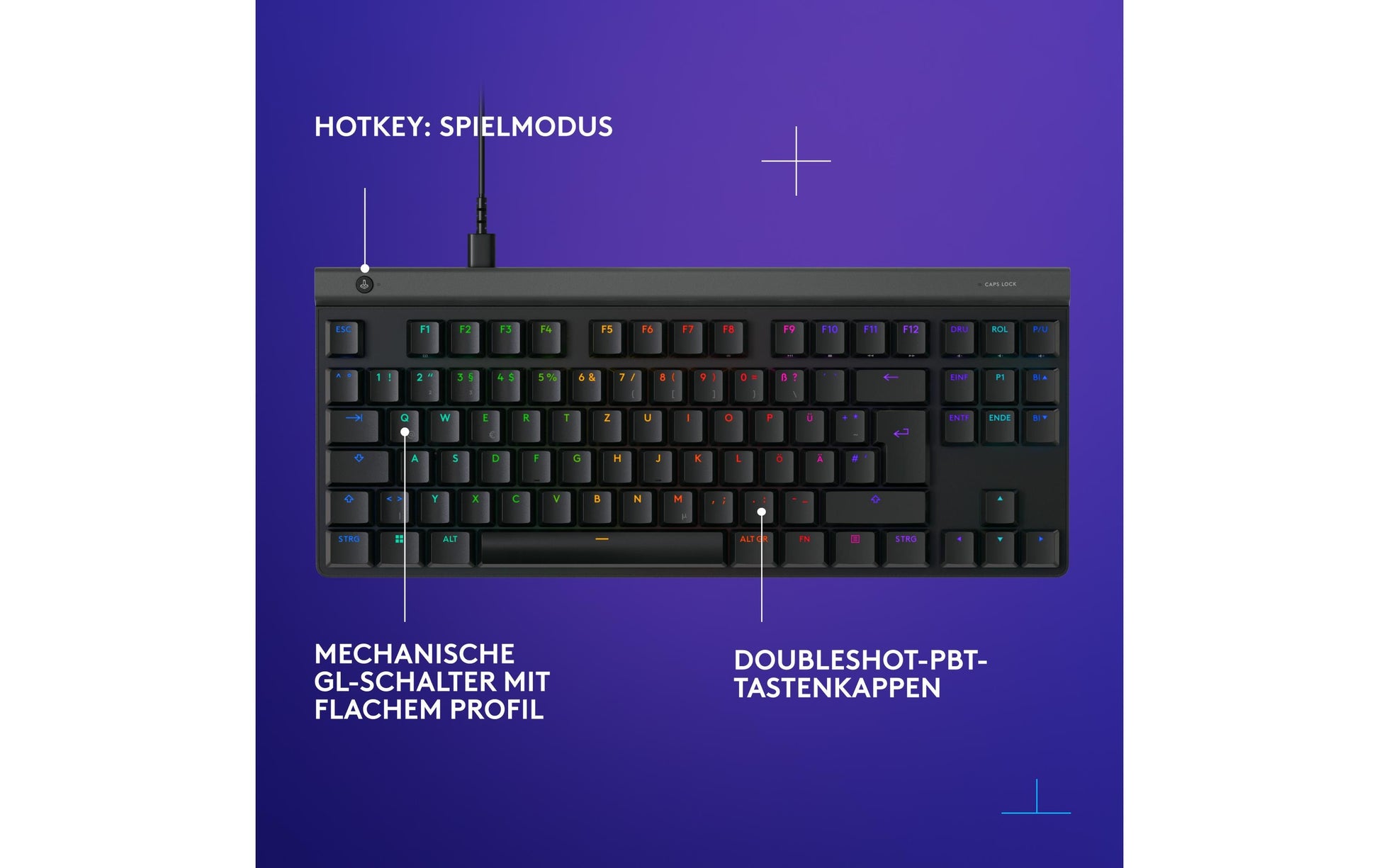 Logitech G G515 – Gaming-Tastatur TKL – mechanisch, RGB – kabelgebunden – USB-A – QWERTZ (CH) – schwarz