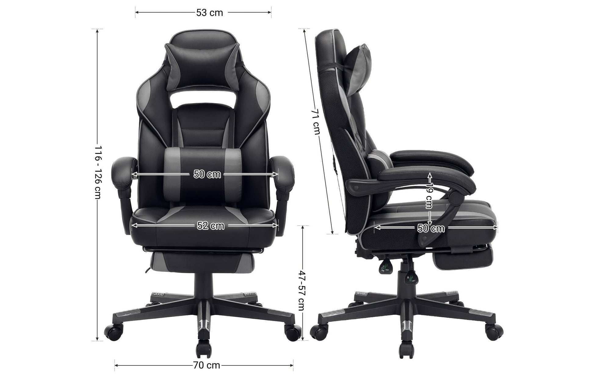Songmics Bürostuhl – 150 kg, schwarz/grau