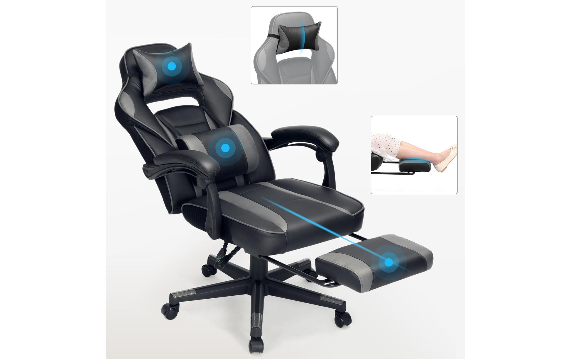 Songmics Bürostuhl – 150 kg, schwarz/grau
