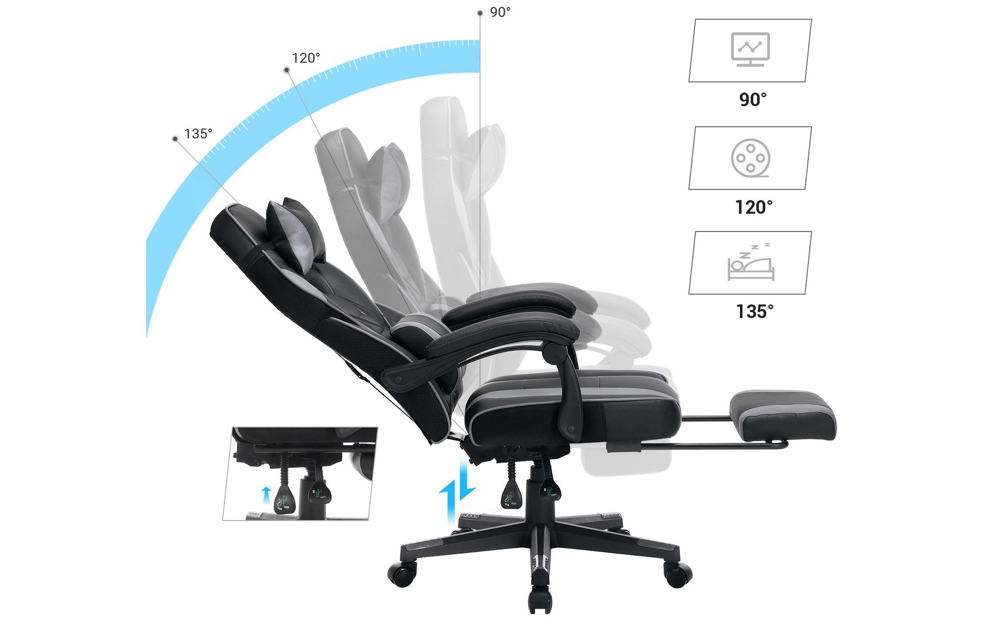 Songmics Bürostuhl – 150 kg, schwarz/grau