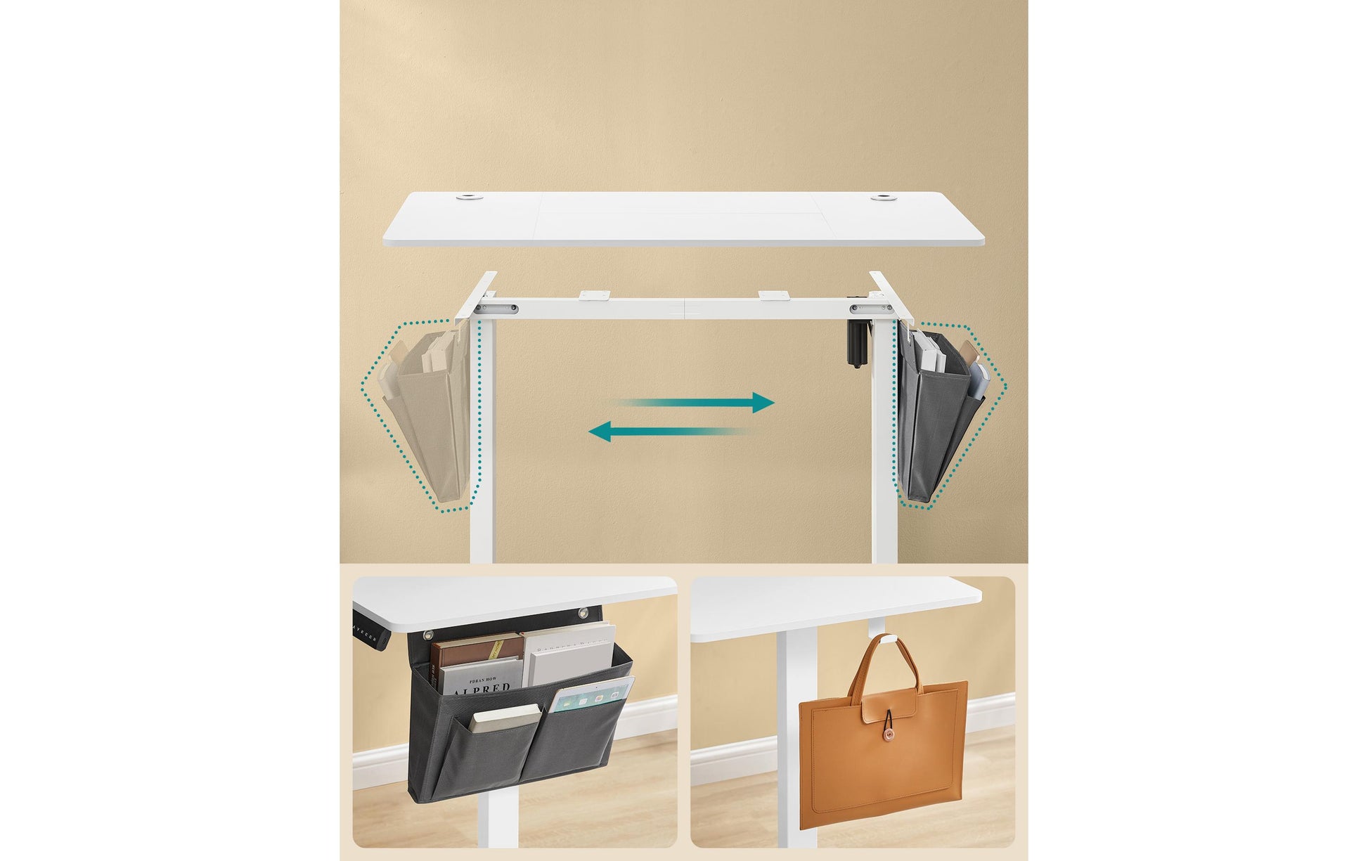 Songmics Schreibtisch – 120 × 60 cm, weiss, Stahl